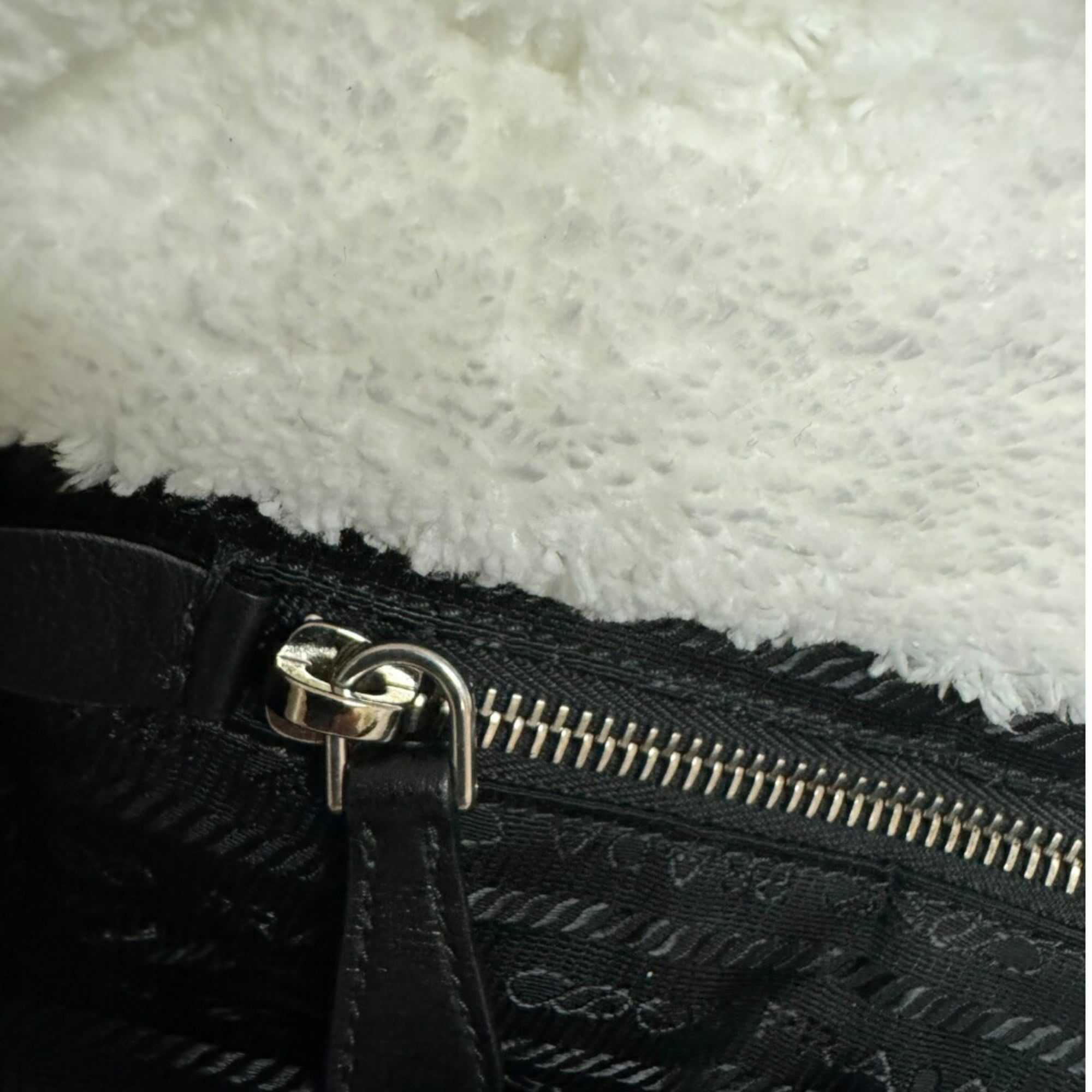 Prada White Pile Fabric Tote Bag (Pre-Owned)