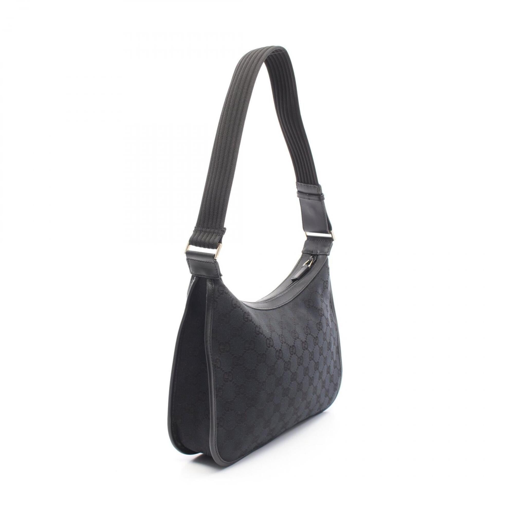 Gucci Black Canvas Leather Shoulder Bag (Pre-Owned)