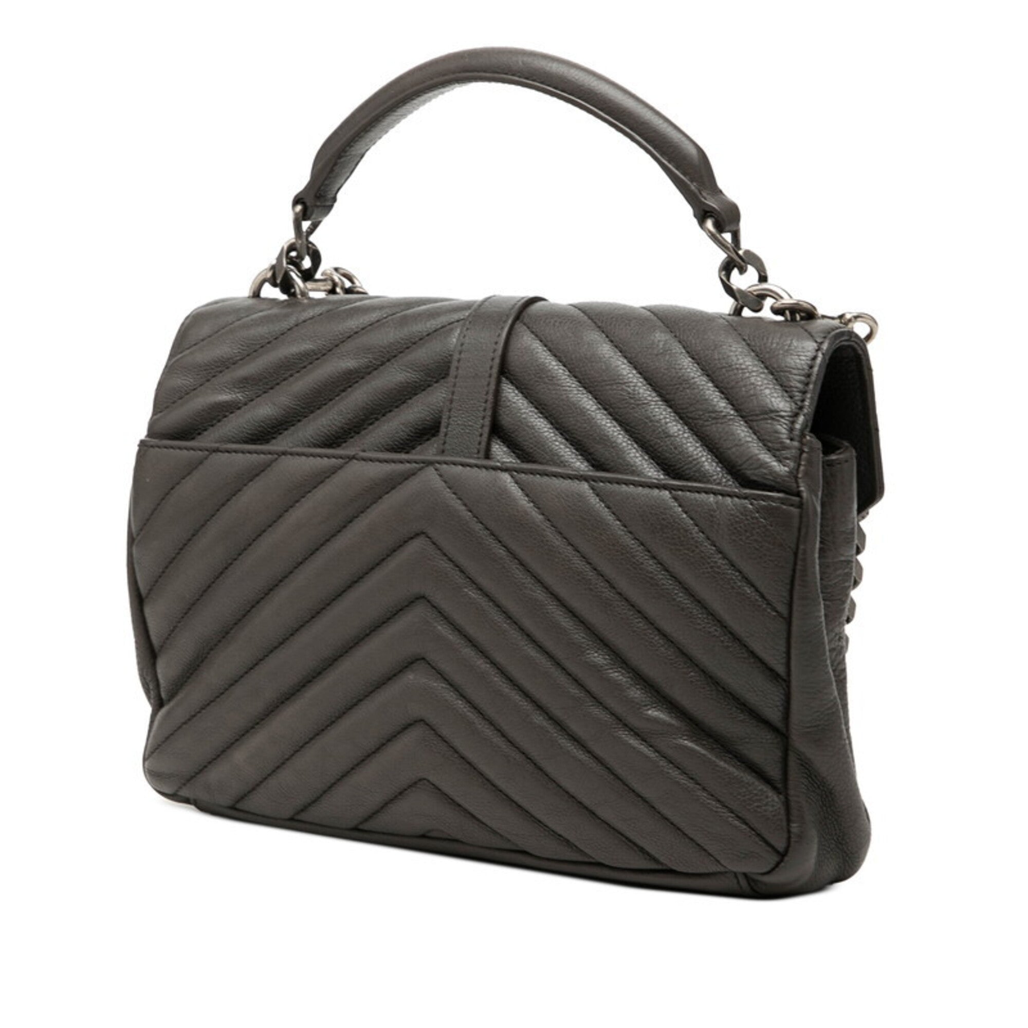 Saint Laurent Gray Leather Handbag Shoulder Bag (Pre-Owned)