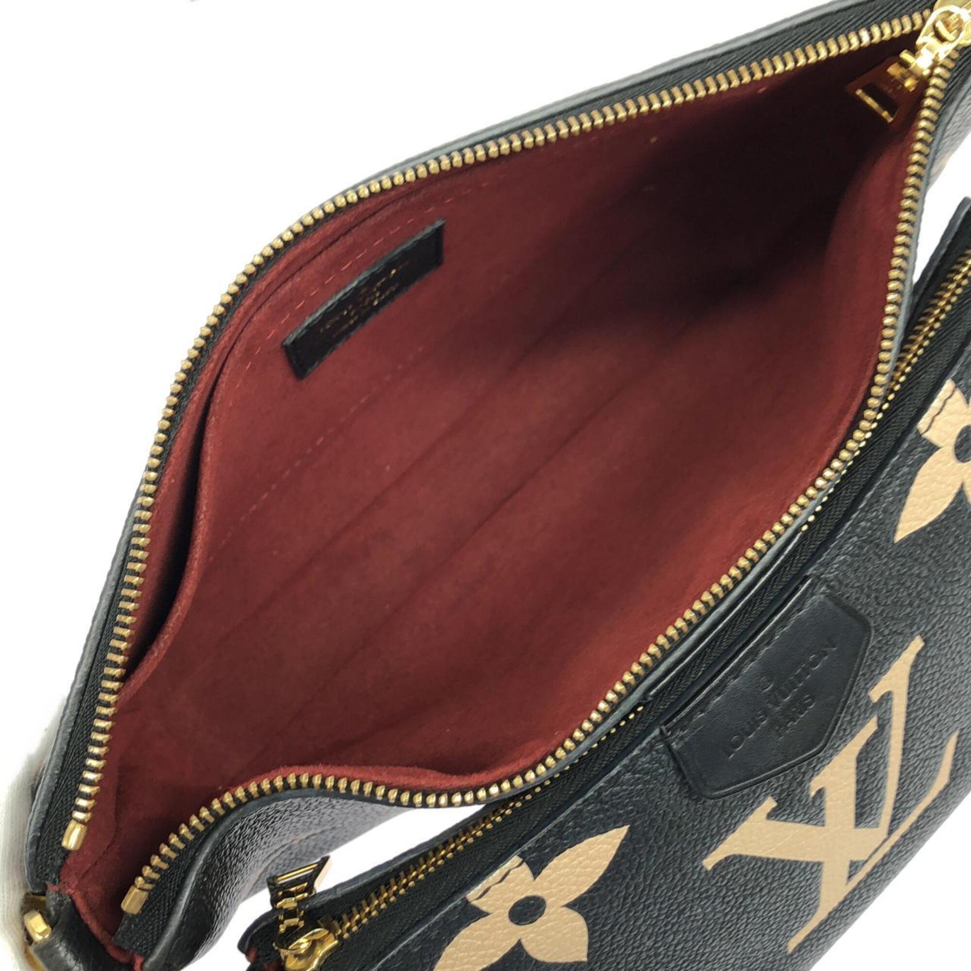 Louis Vuitton Beige Black Leather Pochette Shoulder Bag (Pre-Owned)
