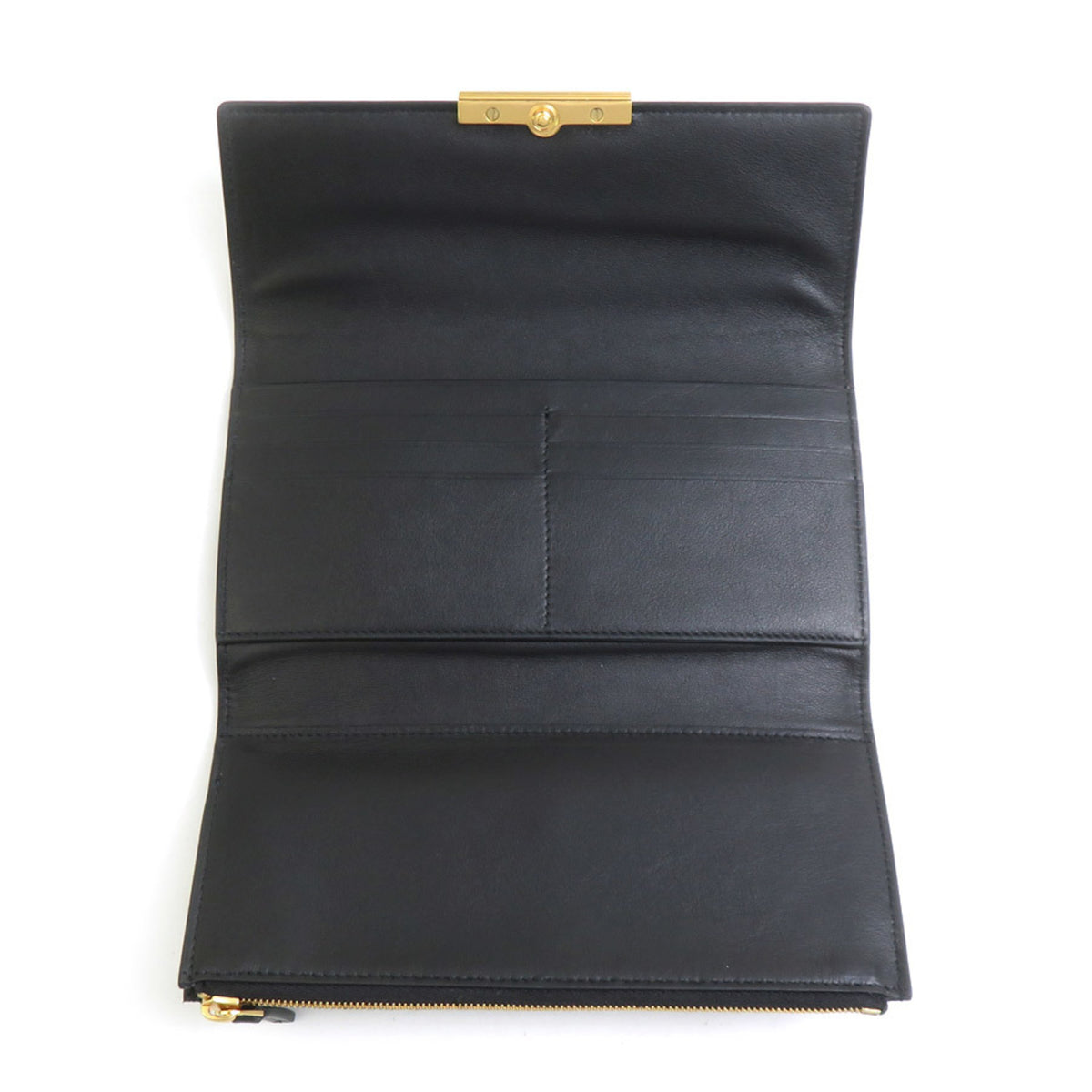 Bottega Veneta Black Leather Long Wallet (Bi-Fold) (Pre-Owned)