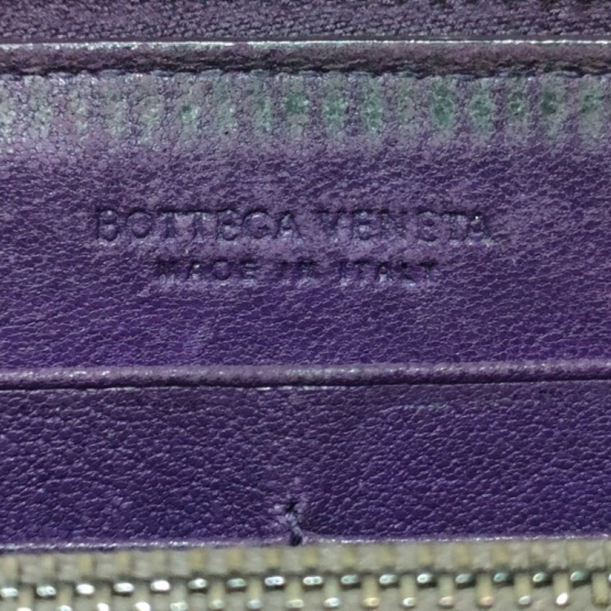 Bottega Veneta Intrecciato Purple Leather Long Wallet (Bi-Fold) (Pre-Owned)