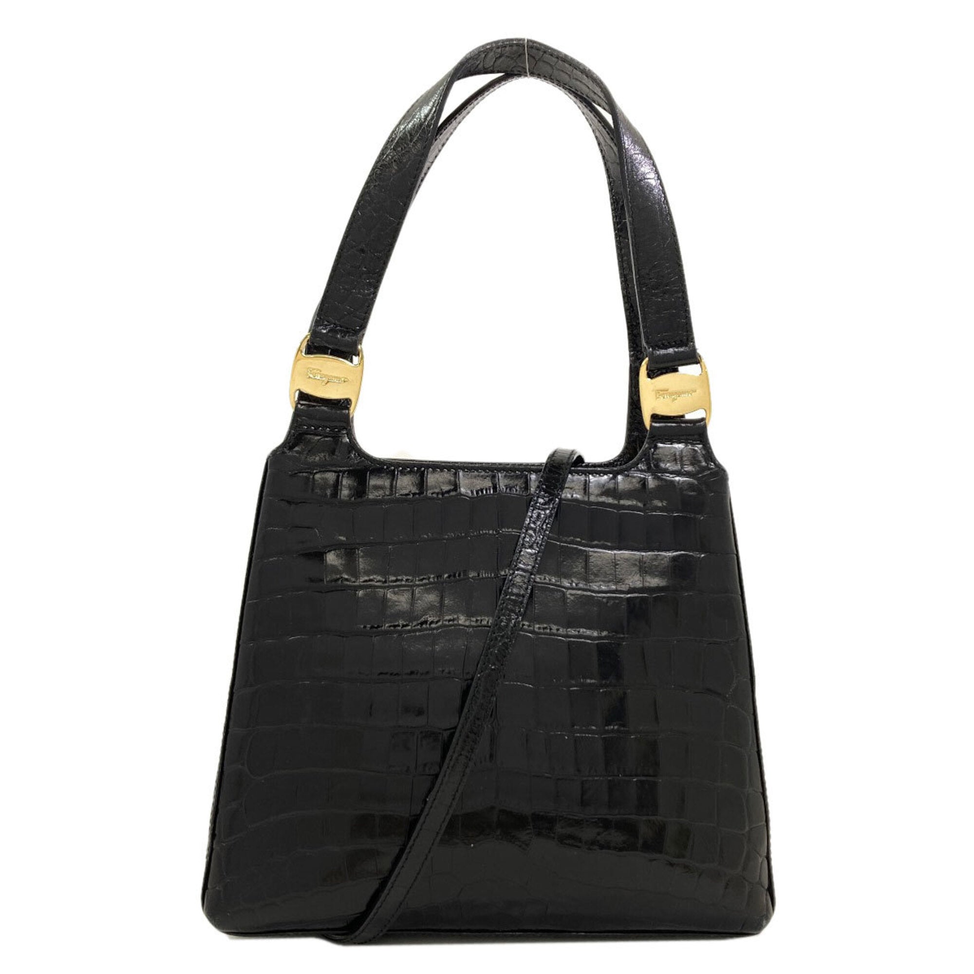 Salvatore Ferragamo Black Leather Handbag (Pre-Owned)
