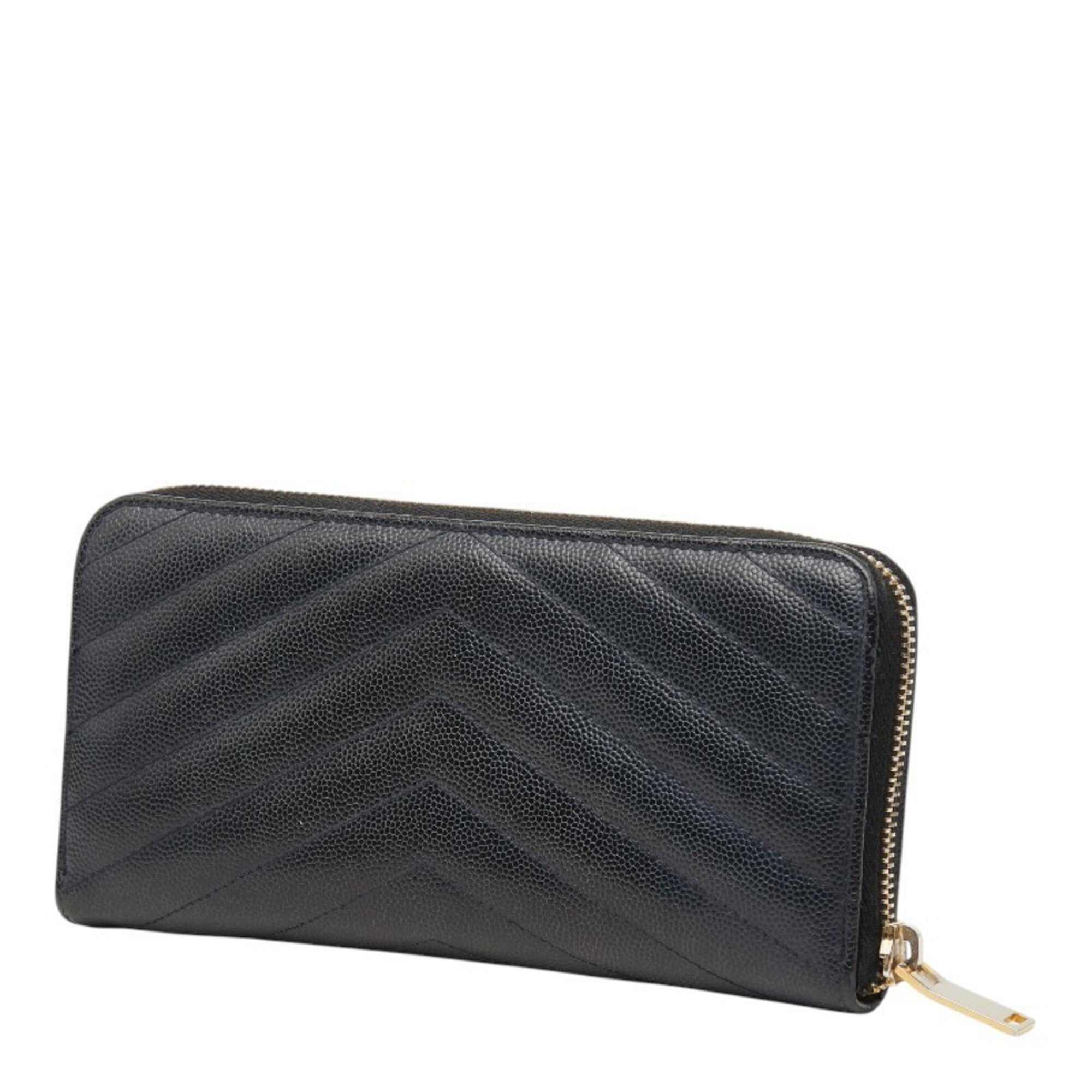 Saint Laurent Black Leather Long Wallet (Bi-Fold) (Pre-Owned)