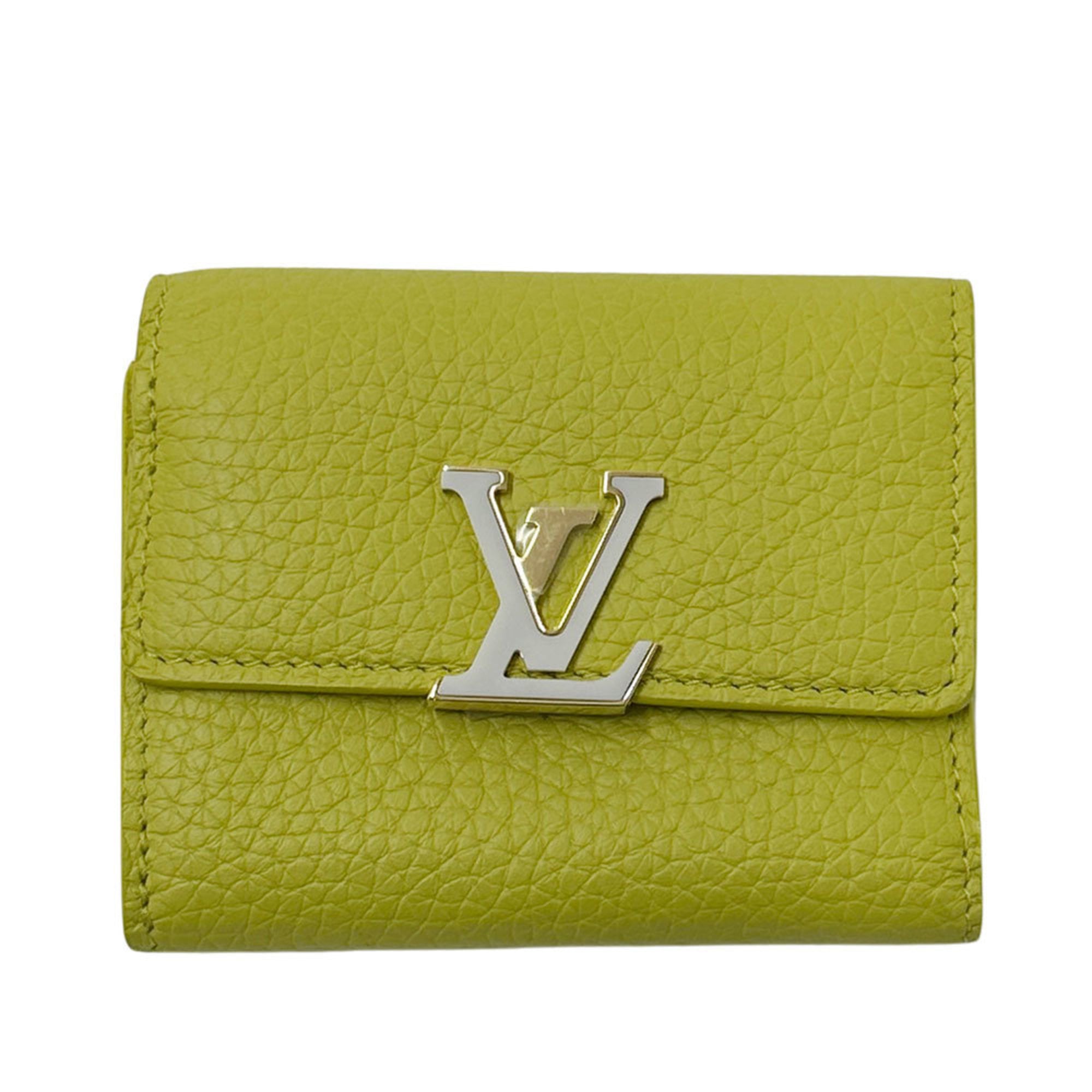 Louis Vuitton Taurillon Yellow Leather Wallet (Tri-Fold) (Pre-Owned)