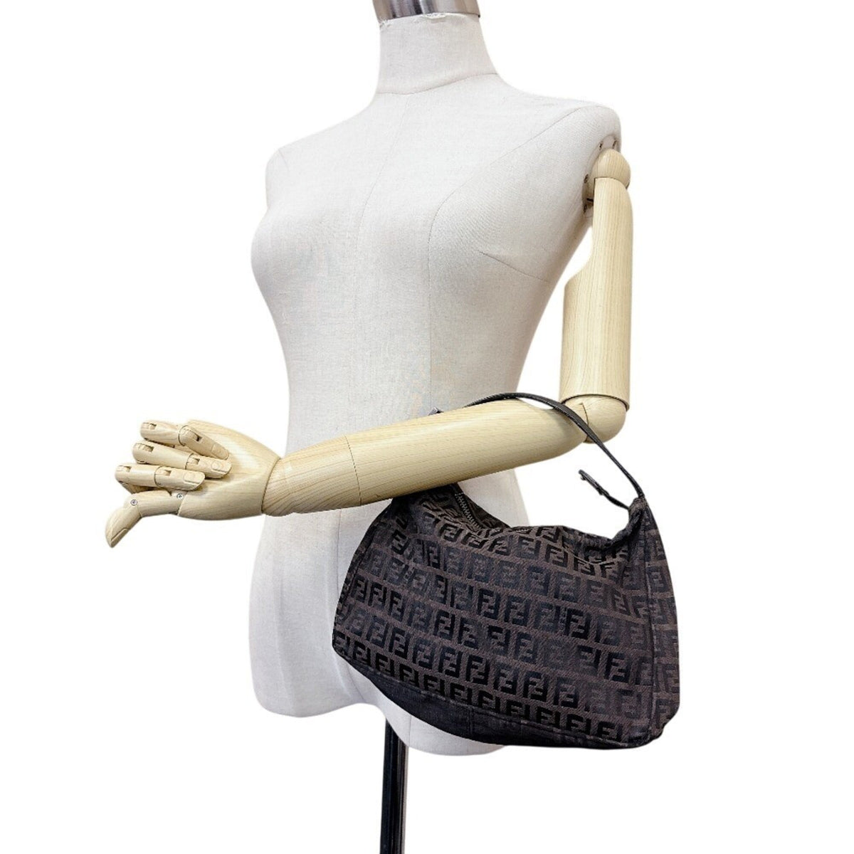 Fendi Black Brown Zucchino Handbag Pouch (Pre-Owned)