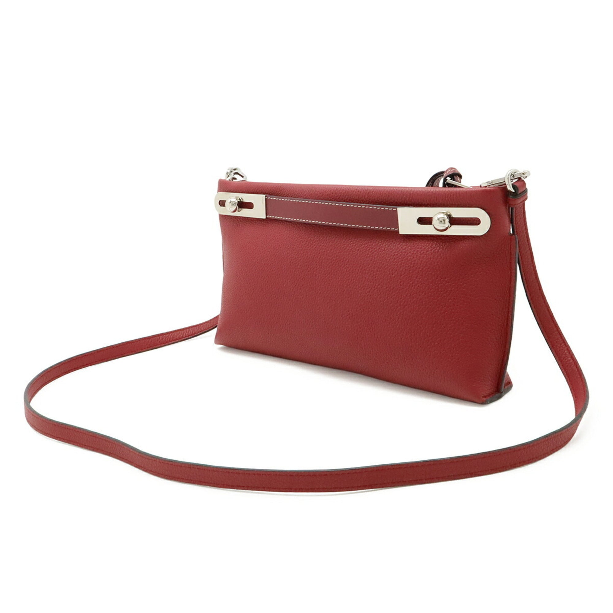 Loewe Pink Red Red Color Leather Clutch Bag Shoulder Bag (Pre-Owned)