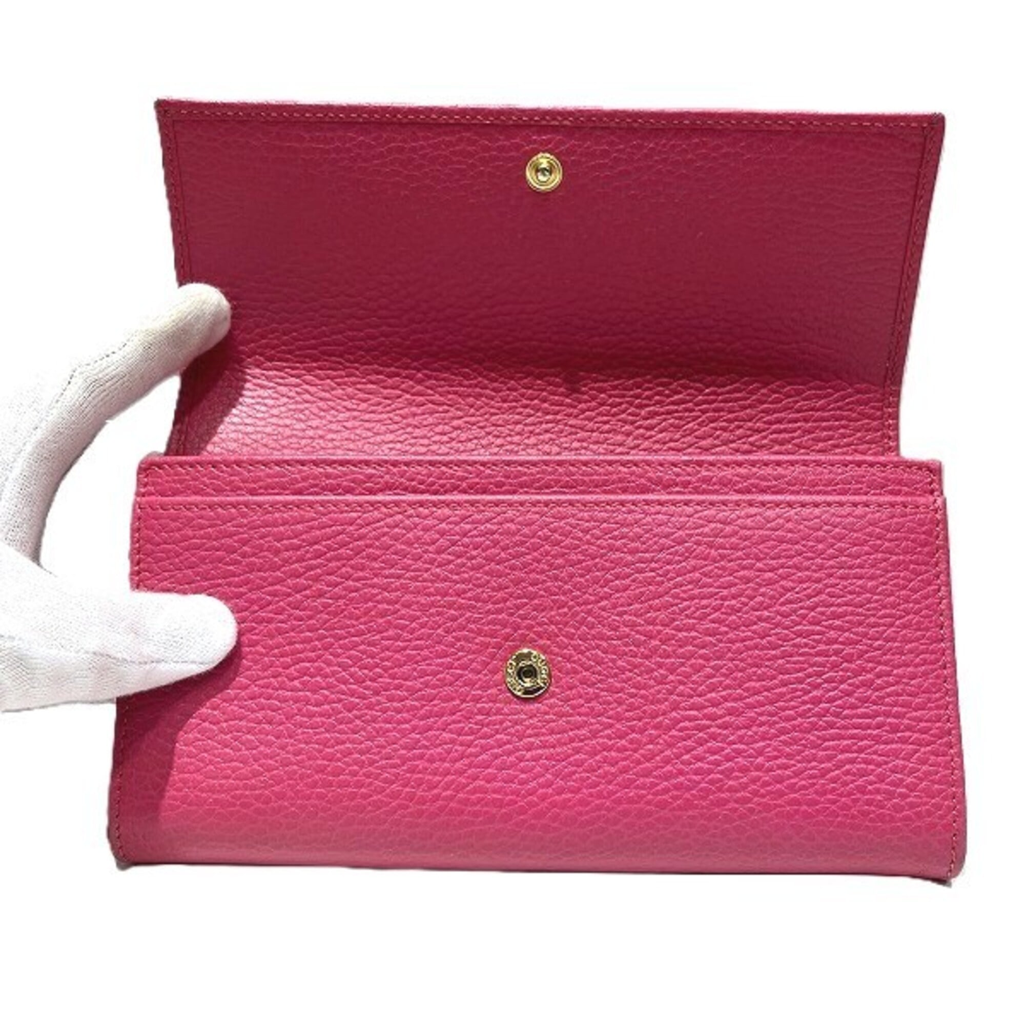 Gucci Pink Leather Long Wallet (Bi-Fold) (Pre-Owned)