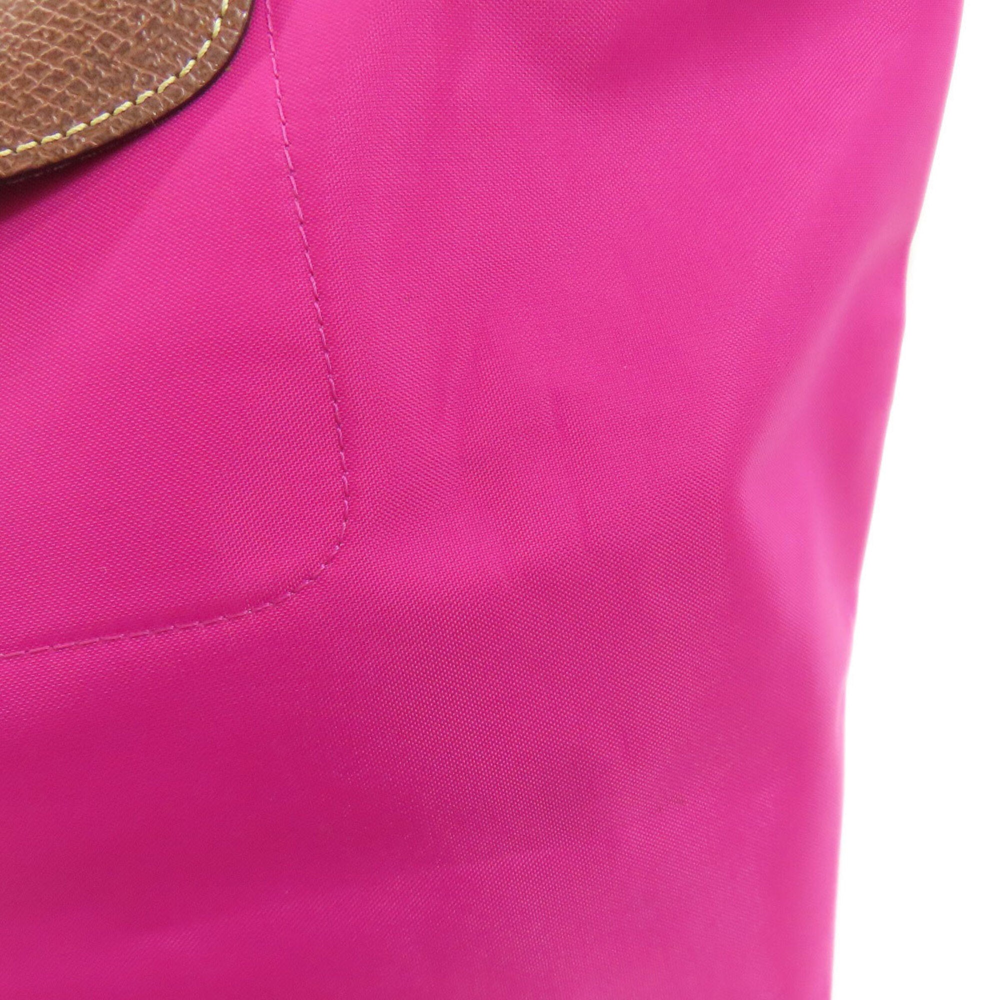 Longchamp Le Pliage Brown Pink Nylon Tote Bag (Pre-Owned)