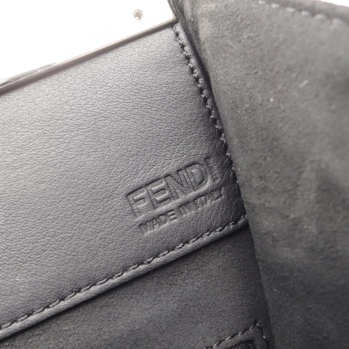 Fendi Black Silver Leather Handbag Tote Bag (Pre-Owned)