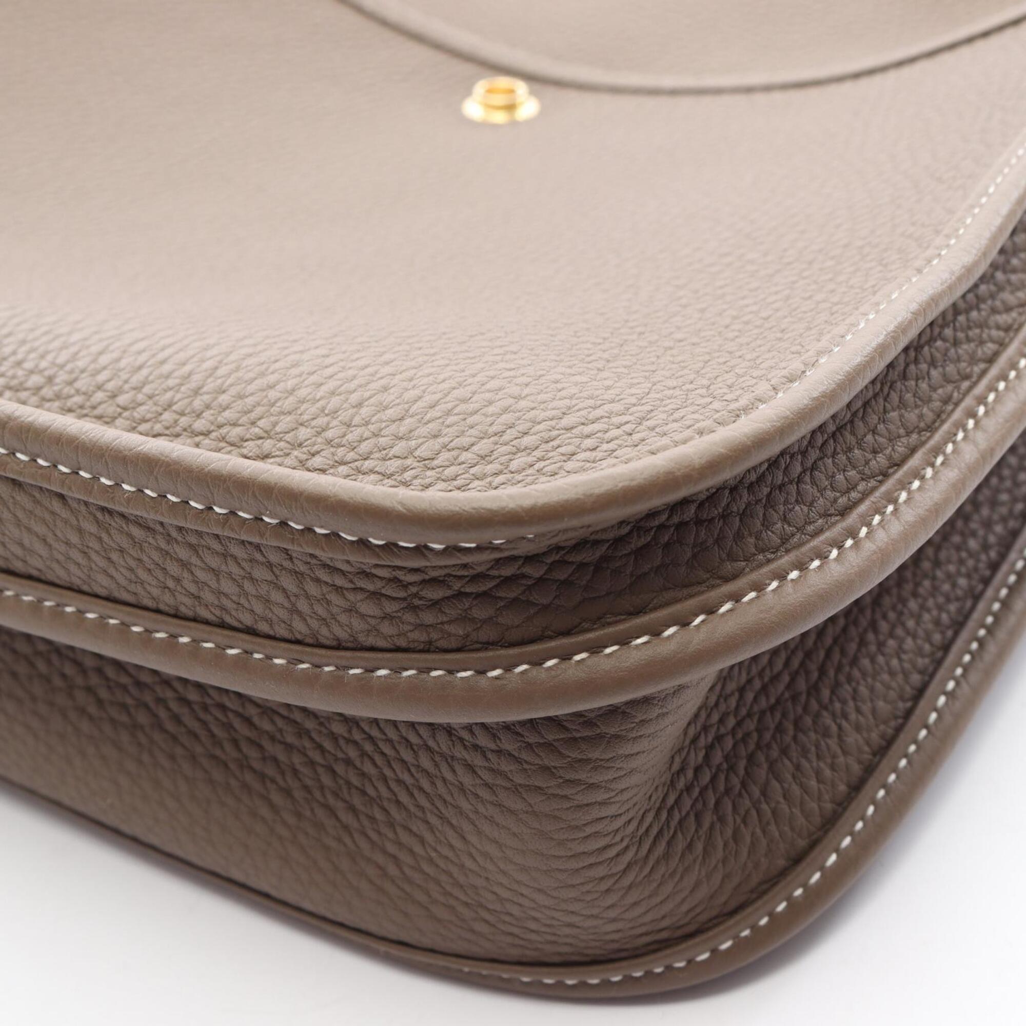 Hermes Evelyne Etoupe Gray Gray Taurillon Clemence Leather Handbag Shoulder Bag (Pre-Owned)