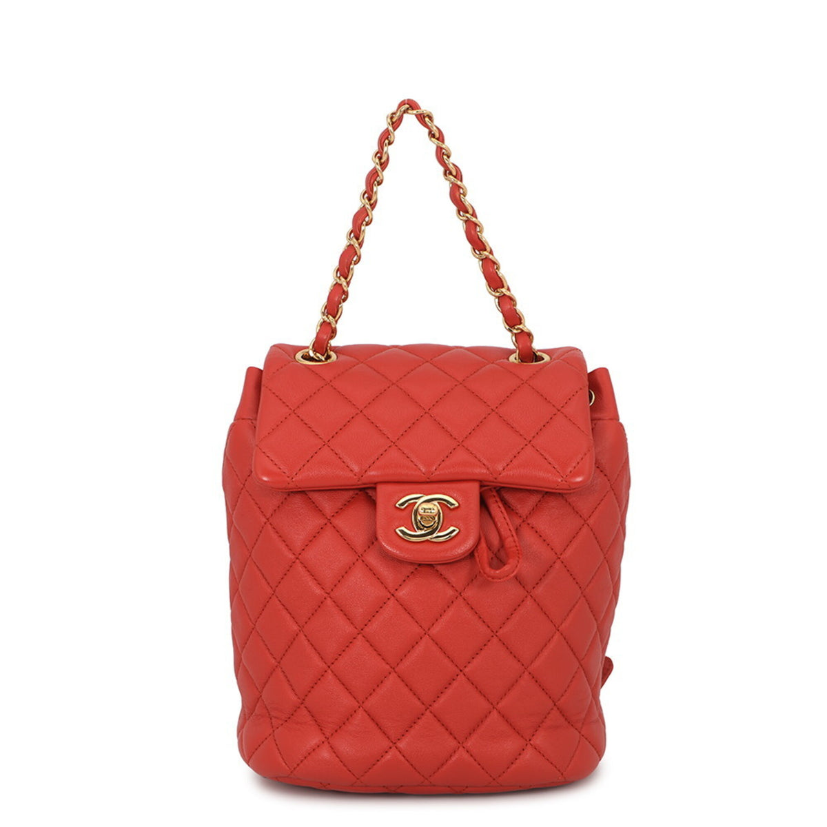 Chanel Dark Orange Leather Backpack Handbag (Pre-Owned)