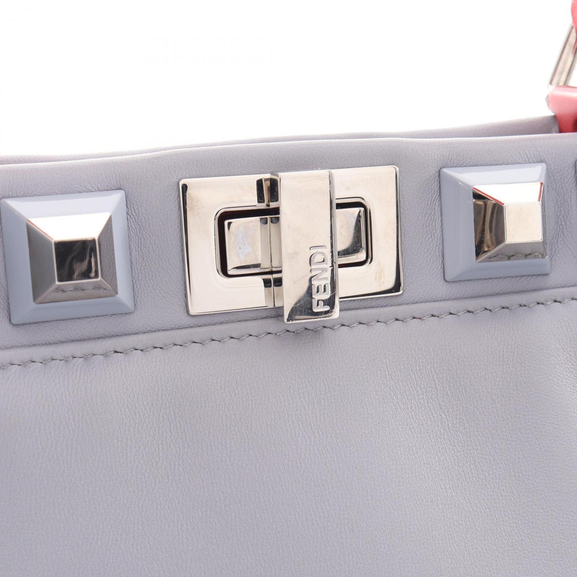 Fendi Blue Red Color Leather Handbag (Pre-Owned)