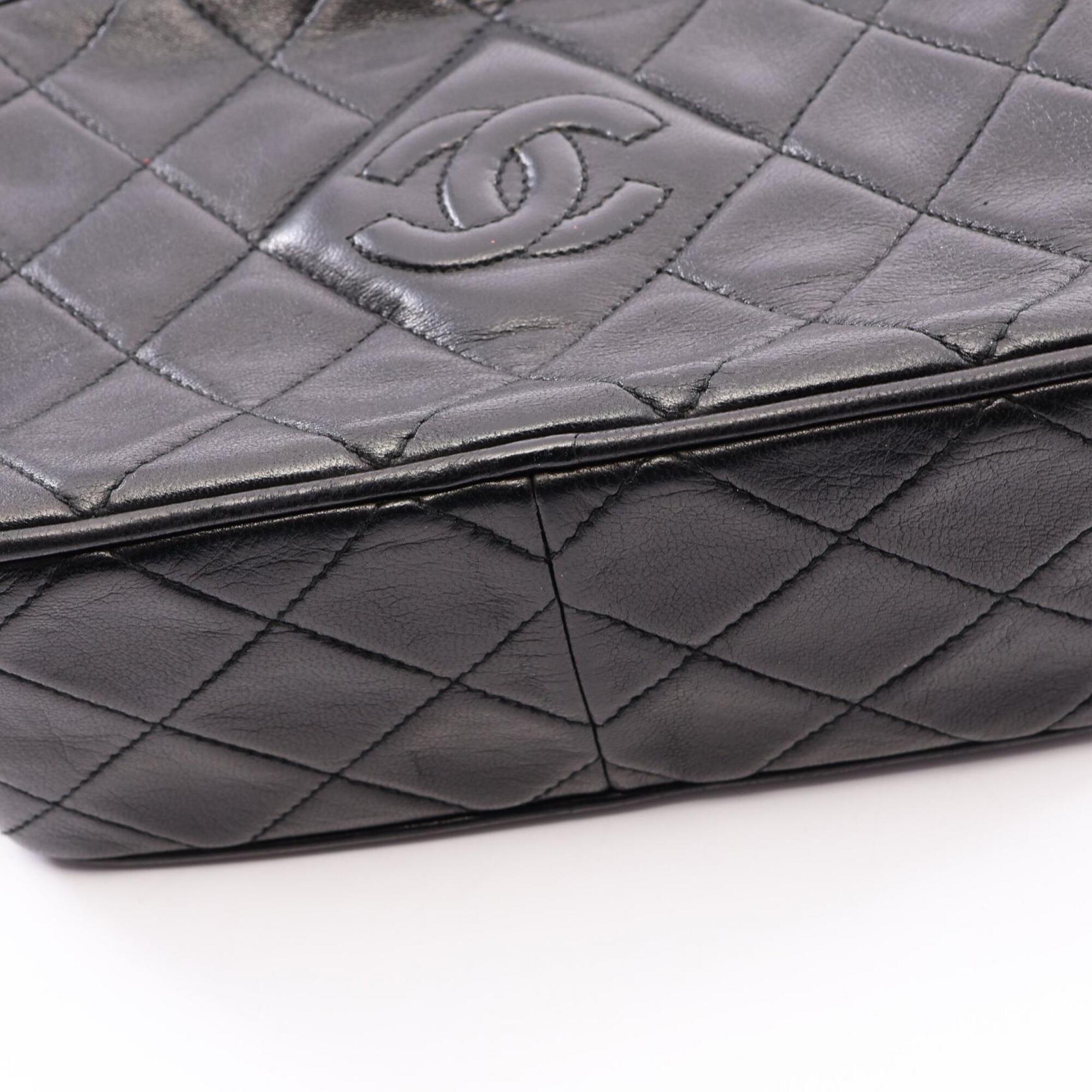 Chanel Black Leather Handbag Shoulder Bag (Pre-Owned)