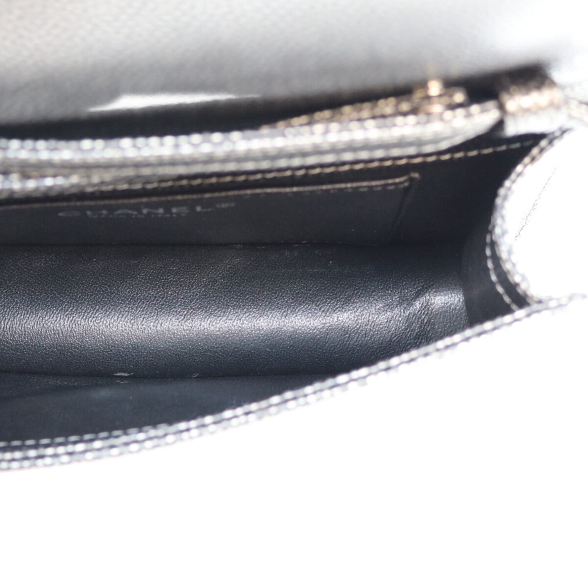 Chanel Metallic Gray Grained Calfskin Shoulder Bag (Pre-Owned)