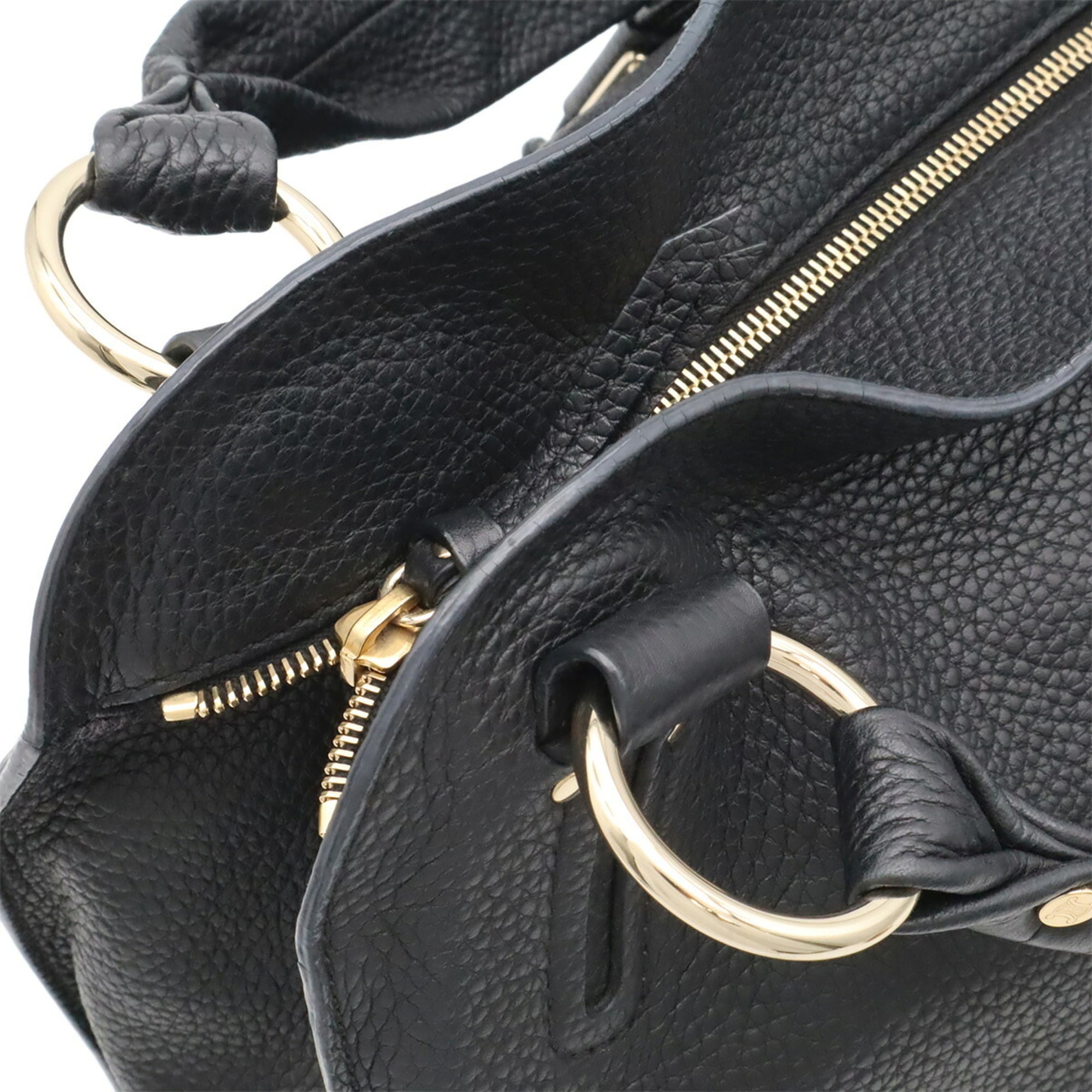 Celine Black White Leather Handbag Shoulder Bag (Pre-Owned)