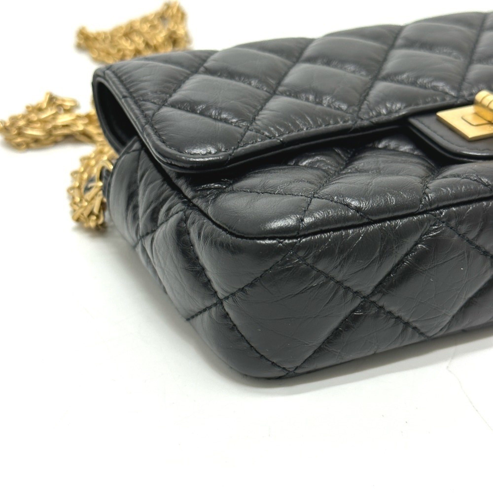 Chanel 2.55 Black Leather Shoulder Bag (Pre-Owned)