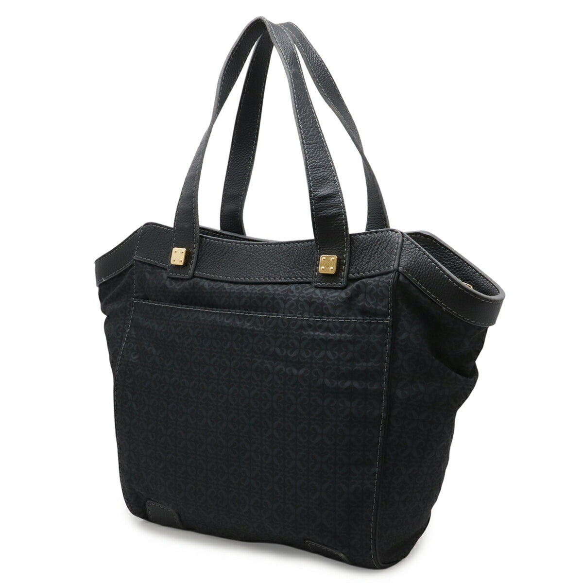 Loewe Black Nylon Canvas Leather Shoulder Bag Tote Bag (Pre-Owned)