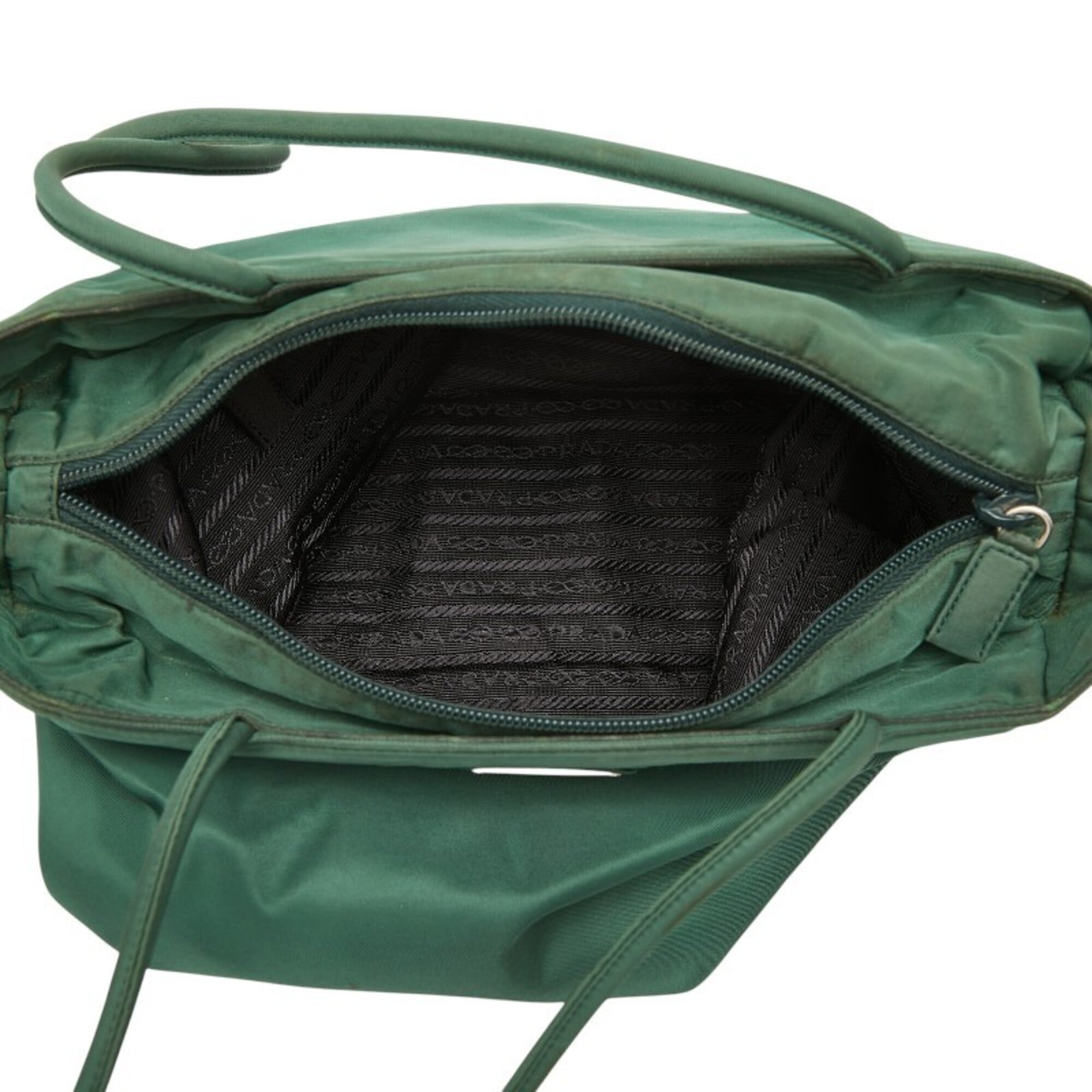 Prada Green Nylon Shoulder Bag Tote Bag (Pre-Owned)