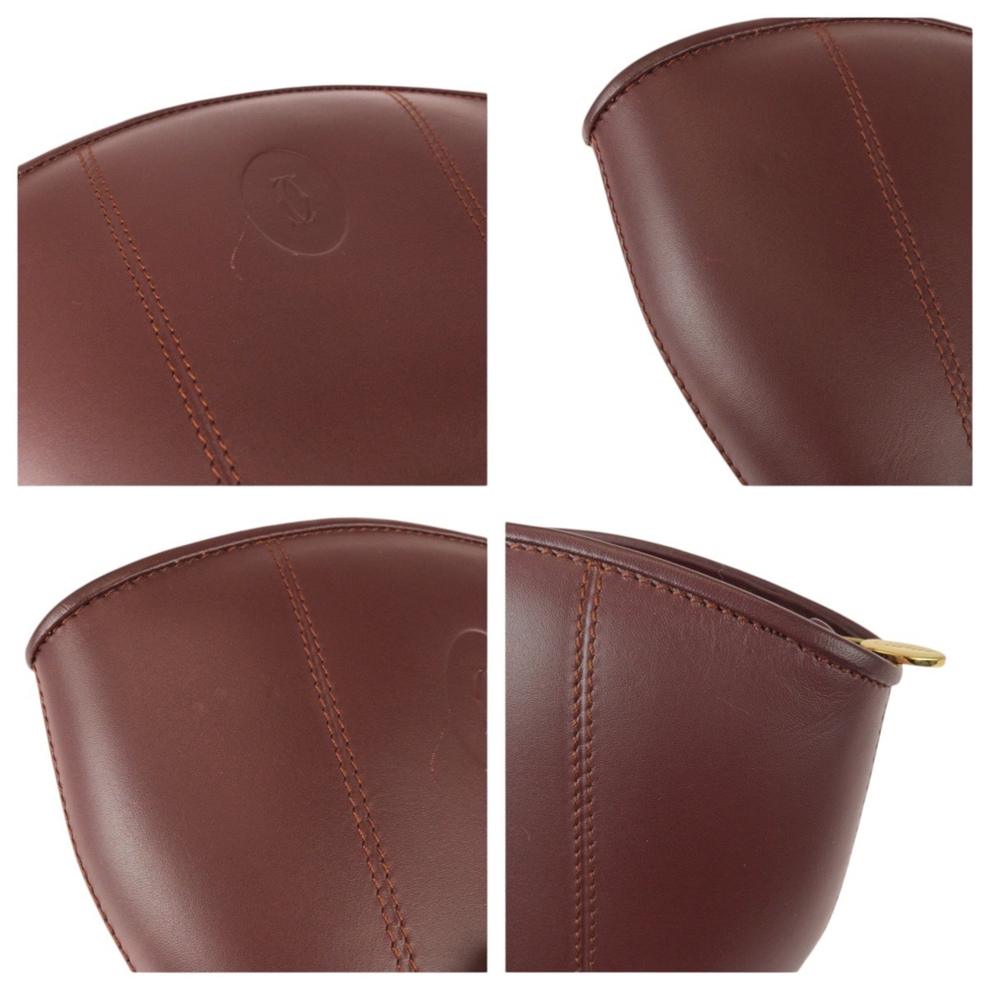Cartier Bordeaux Wine Red Leather Pouch (Pre-Owned)