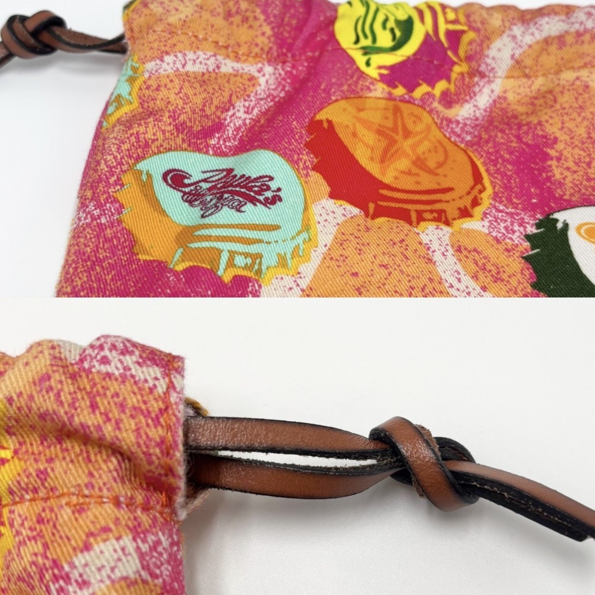 Loewe Multi-Color Orange Cotton 100% Leather Pouch (Pre-Owned)