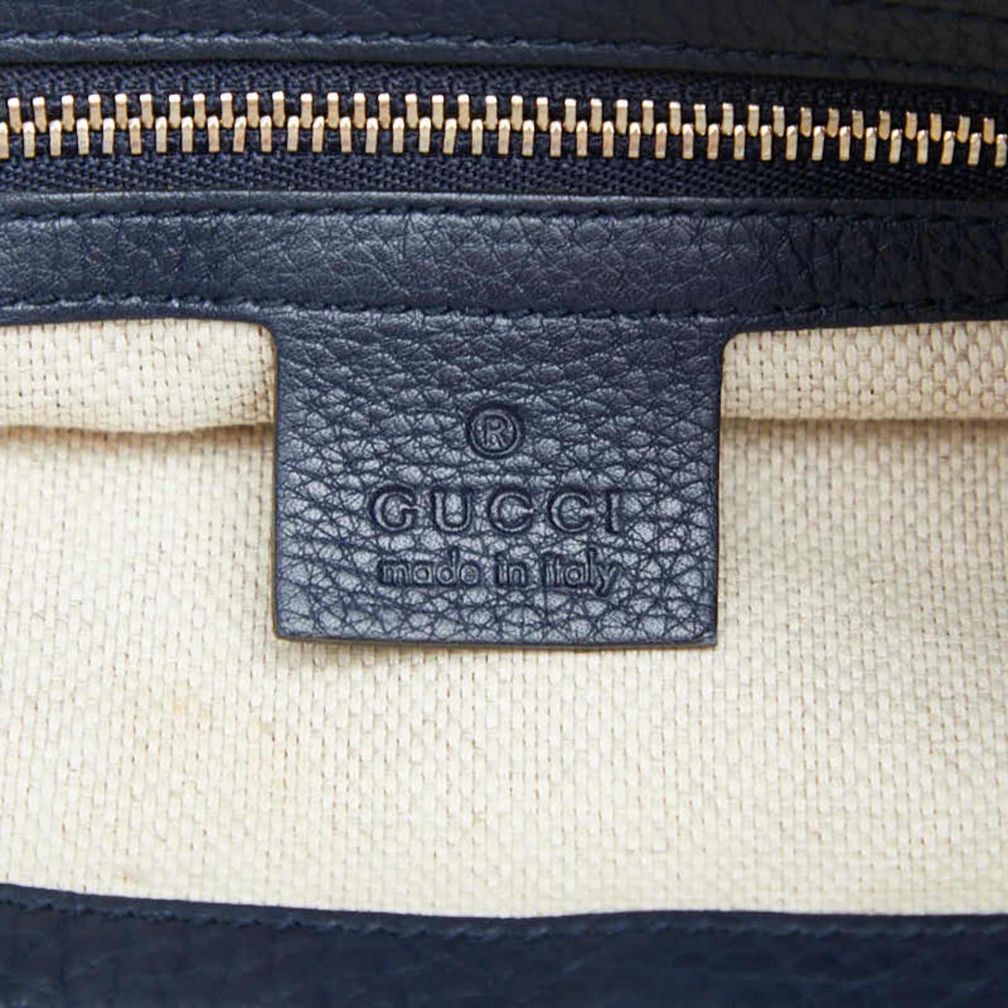 Gucci Navy Leather Shoulder Bag Tote Bag (Pre-Owned)