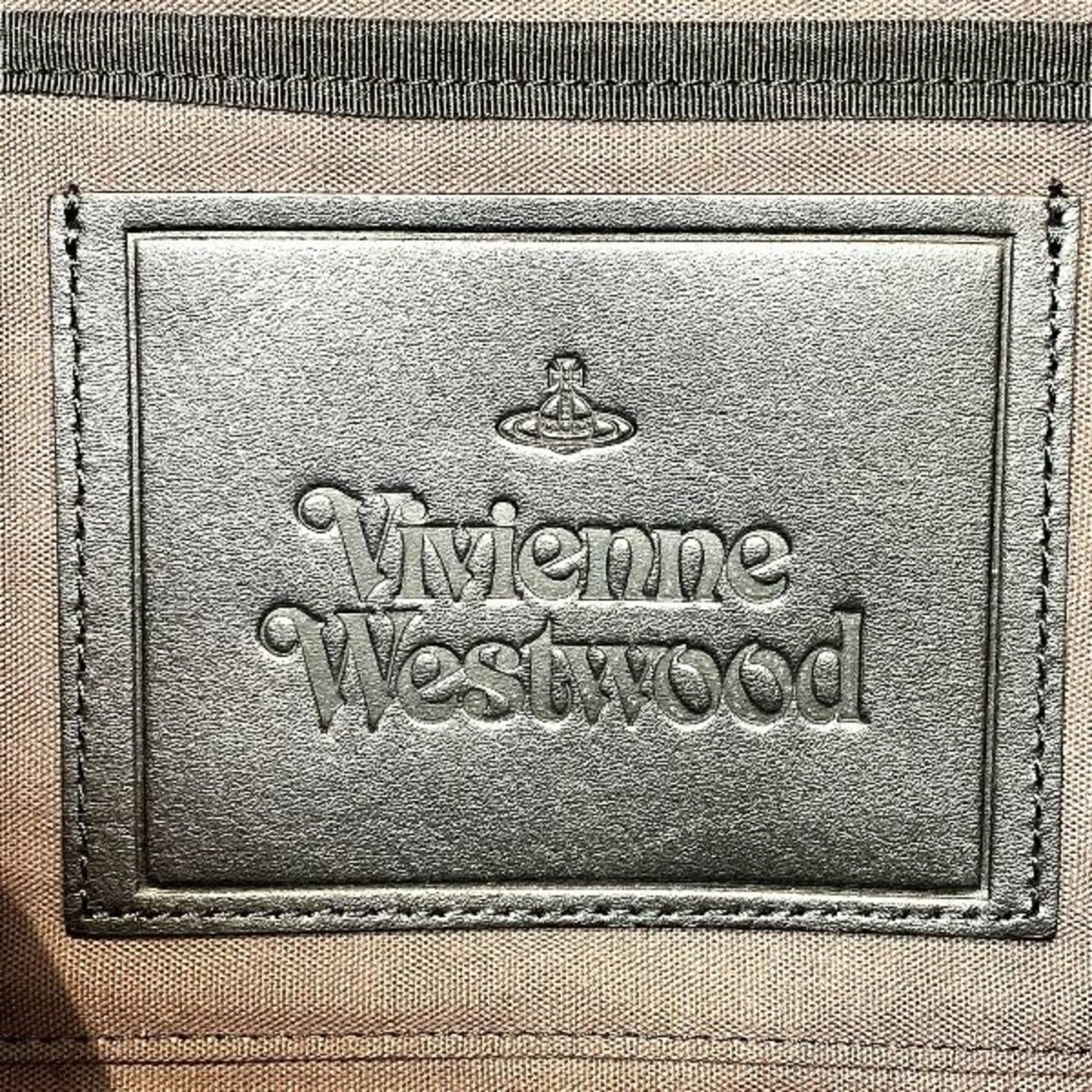 Vivienne Westwood Black Leather Nylon Clutch Bag Handbag (Pre-Owned)