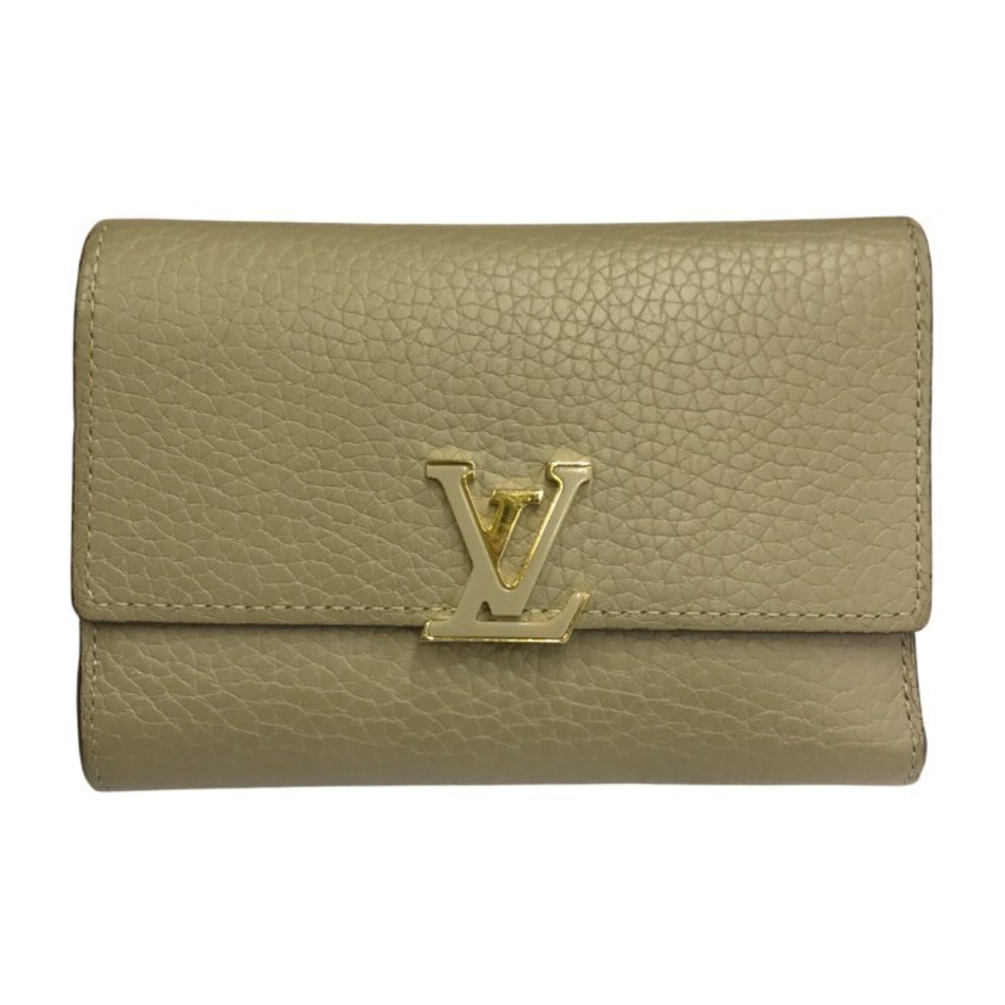 Louis Vuitton Beige Leather Wallet (Tri-Fold) (Pre-Owned)