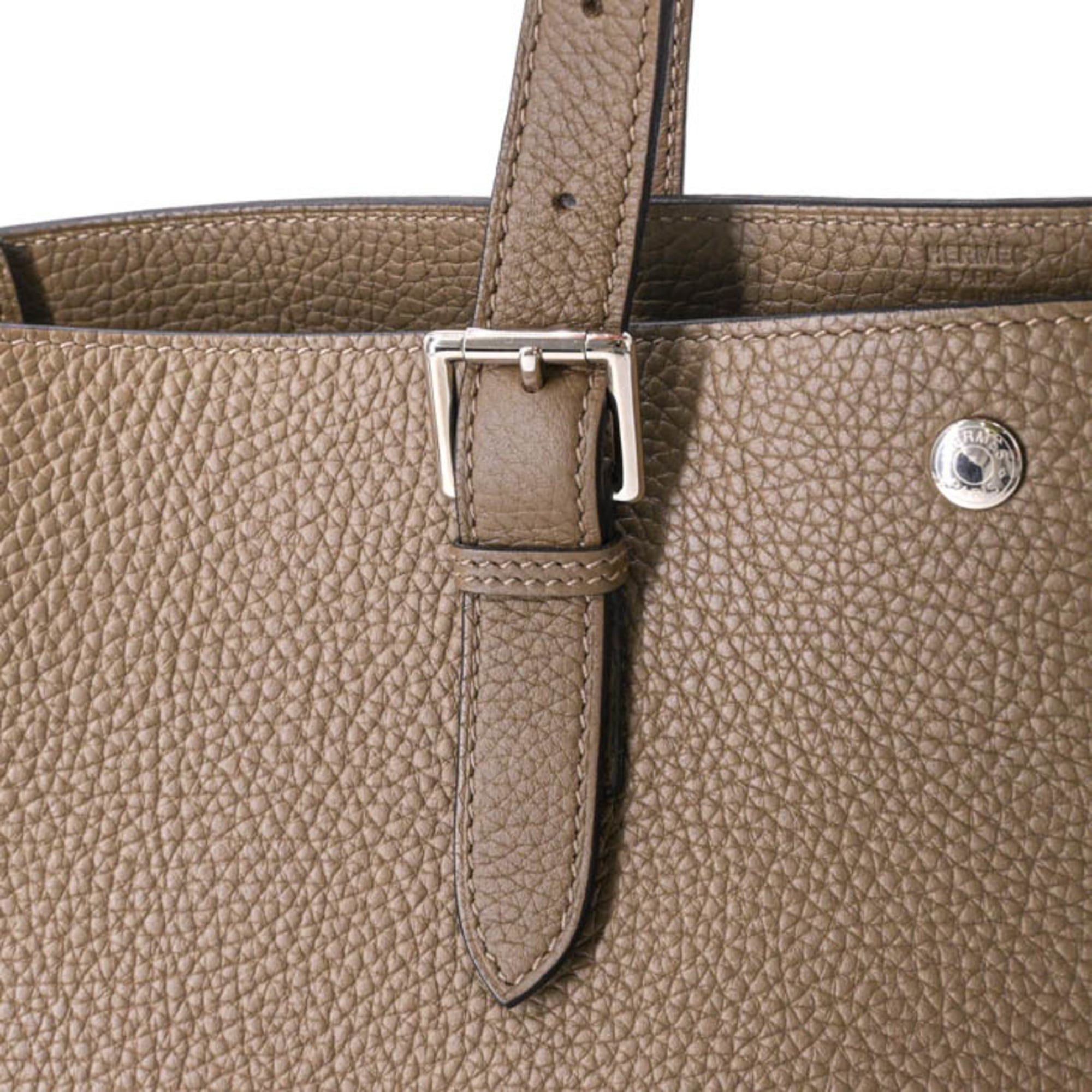 Hermes Etoupe Gray Taurillon Clemence Leather Handbag (Pre-Owned)