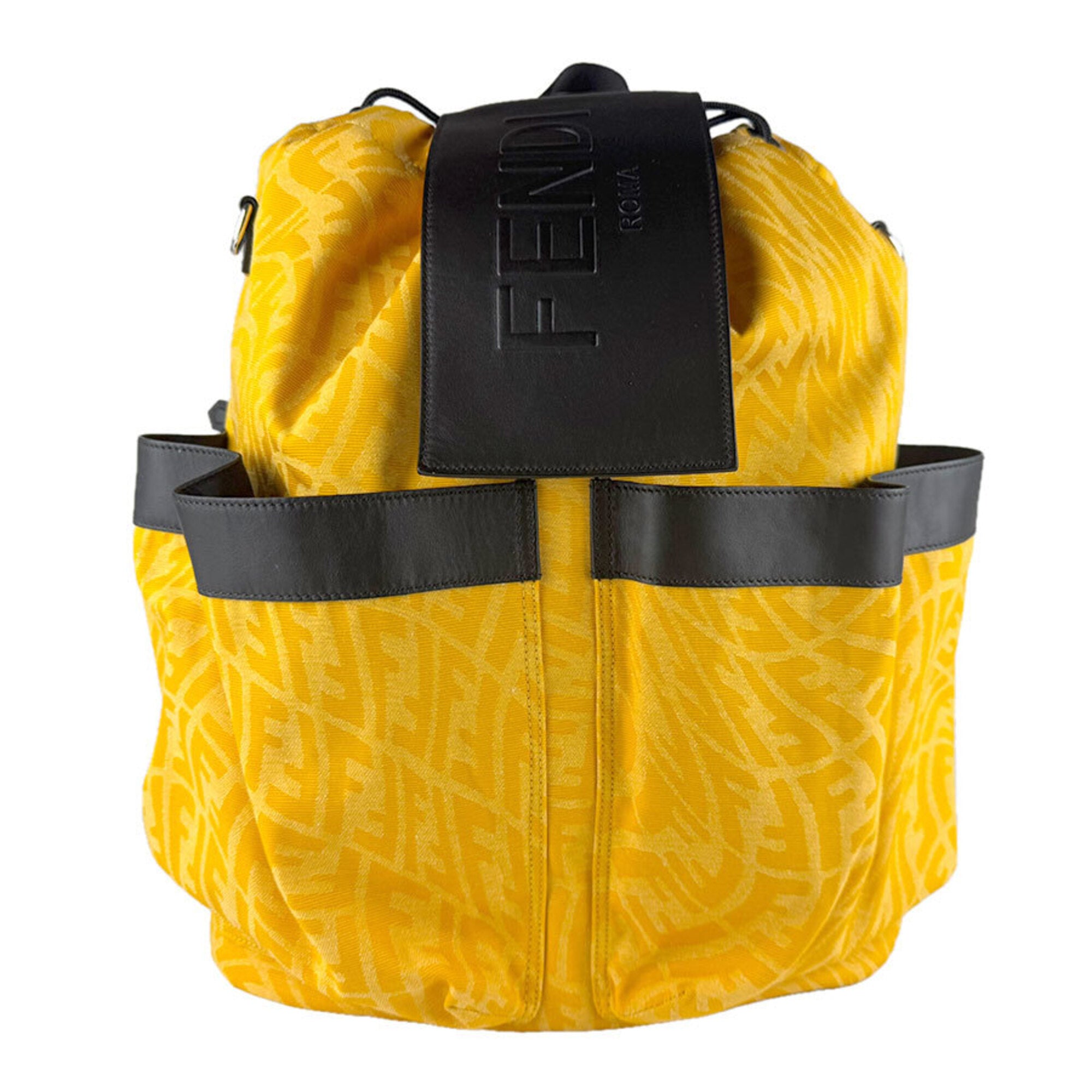 Fendi Black Yellow Nylon Leather Backpack (Pre-Owned)