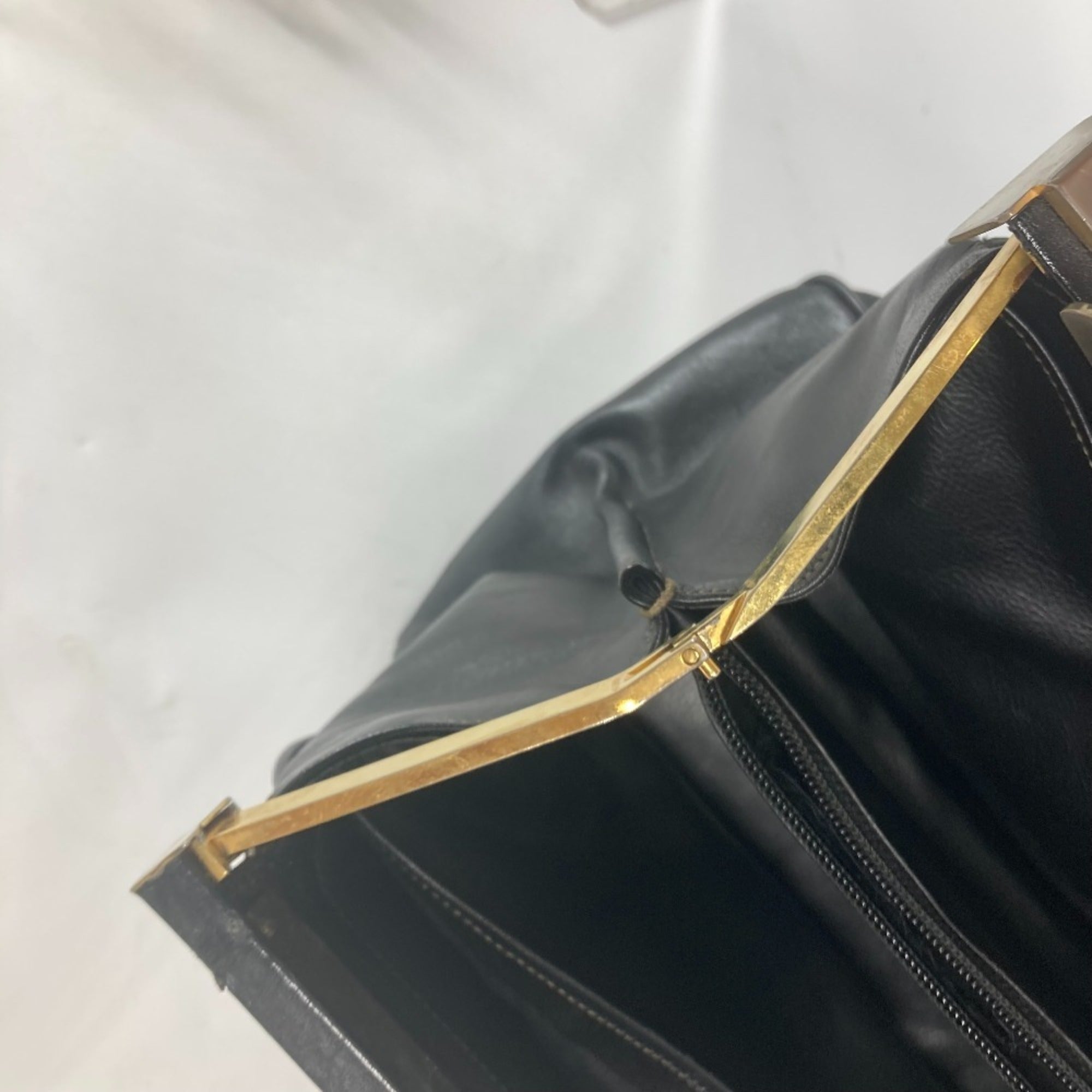 Fendi Pequin Black Leather Pvc Handbag (Pre-Owned)