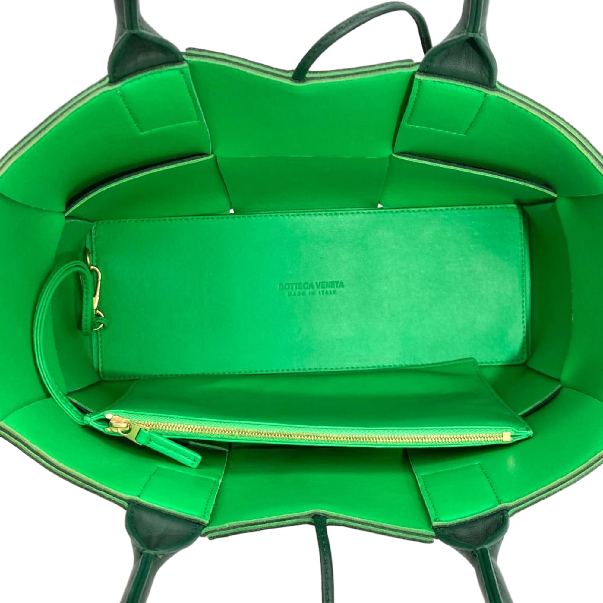 Bottega Veneta Green Leather Handbag Pouch Tote Bag (Pre-Owned)