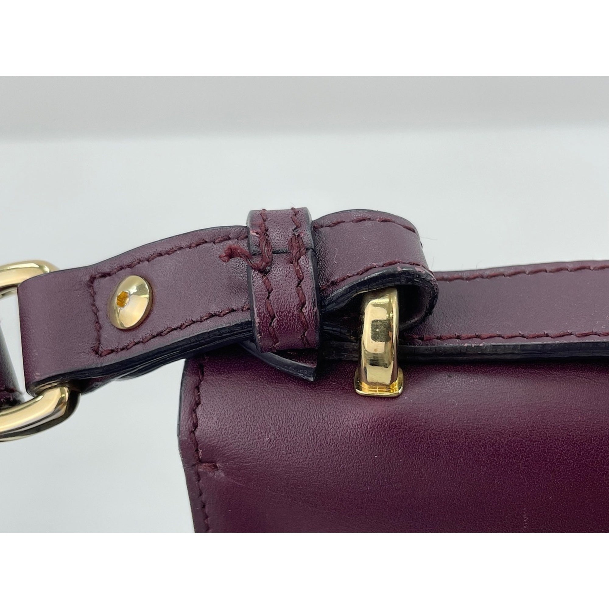 Salvatore Ferragamo Gancini Wine Leather Shoulder Bag (Pre-Owned)
