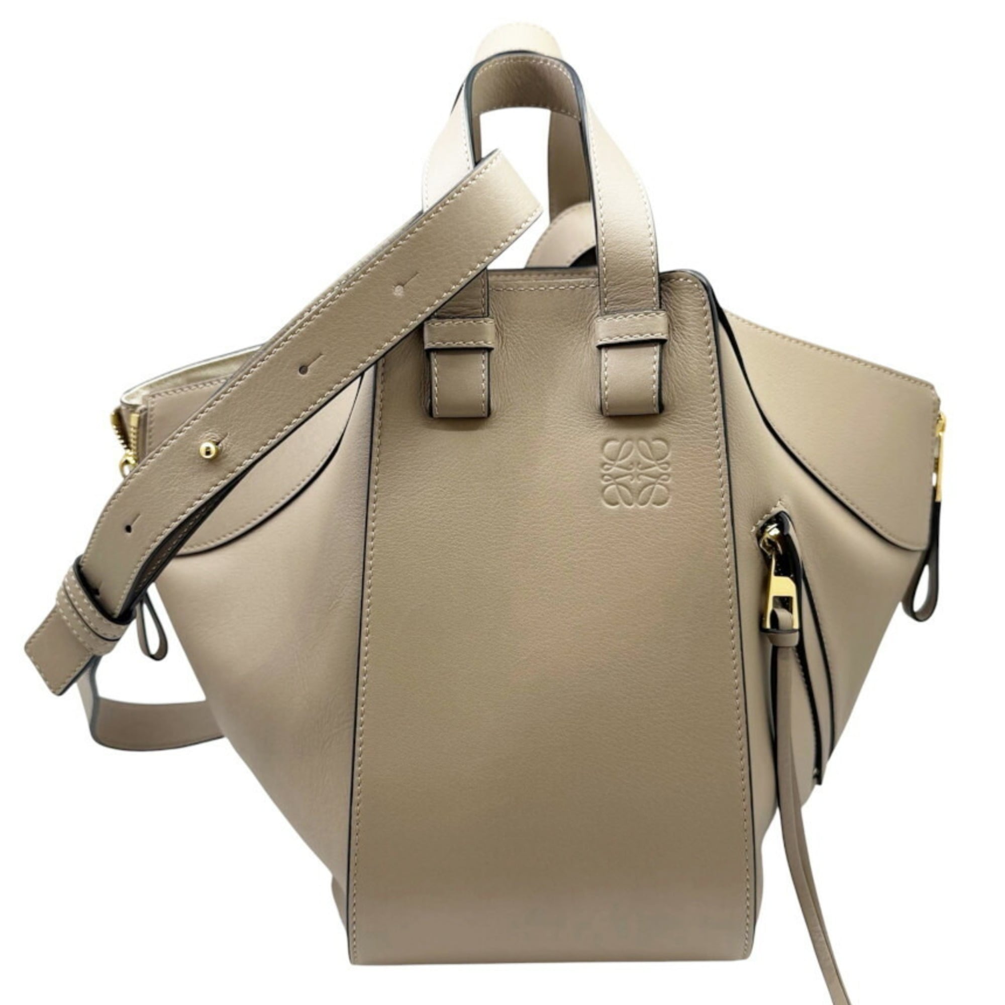 Loewe Hammock Grayish Leather Handbag Shoulder Bag (Pre-Owned)