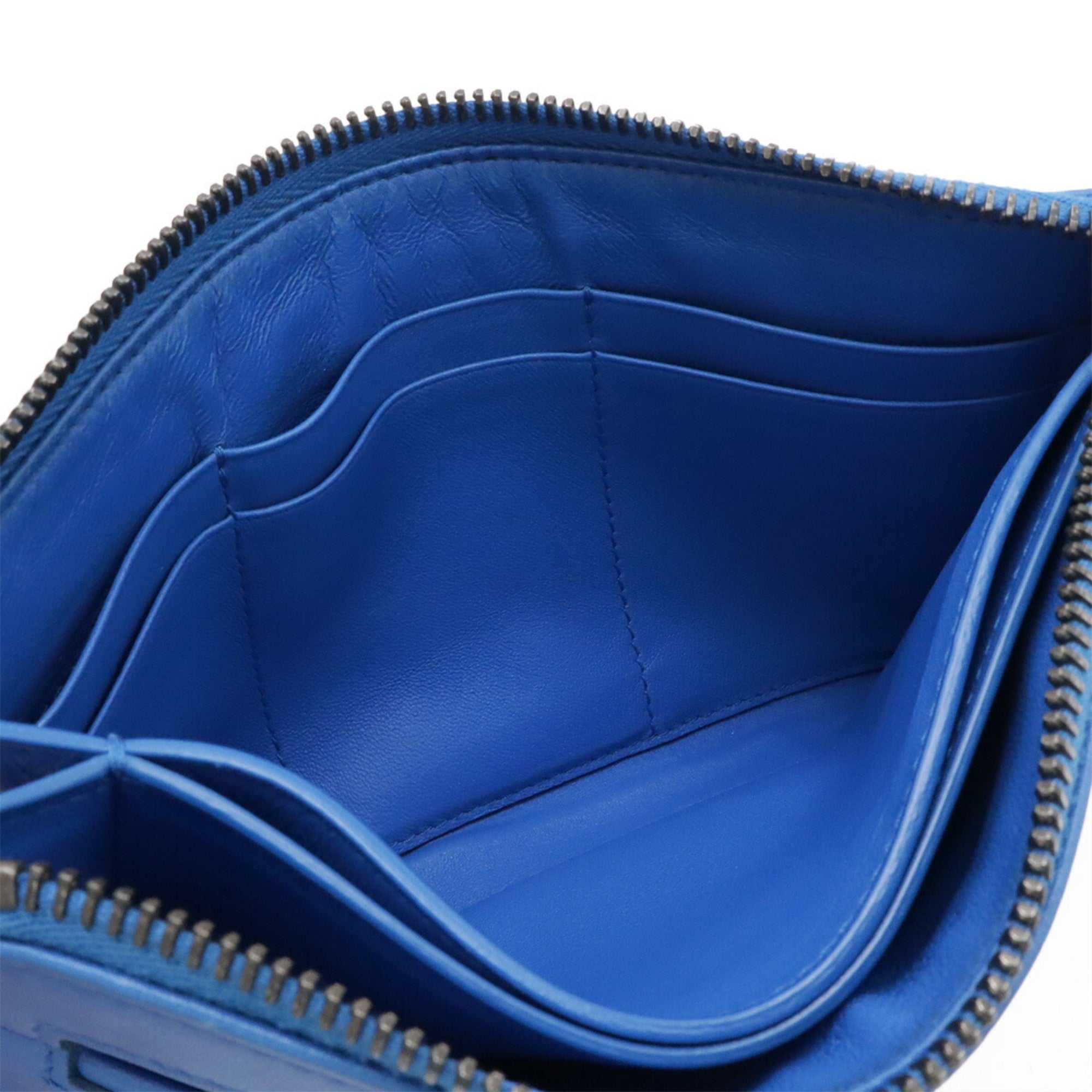 Bottega Veneta Blue Intrecciato Clutch Bag (Pre-Owned)