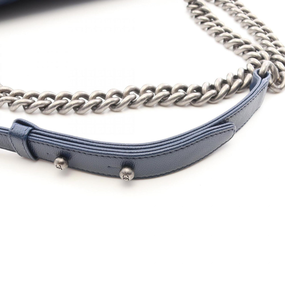Chanel Navy Grained Calfskin Shoulder Bag (Pre-Owned)