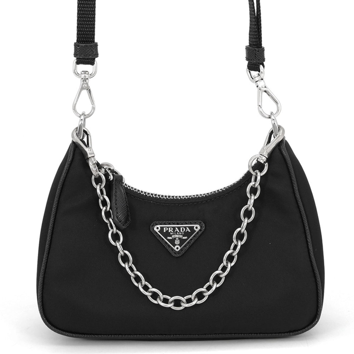 Prada Black Nylon Handbag Shoulder Bag (Pre-Owned)