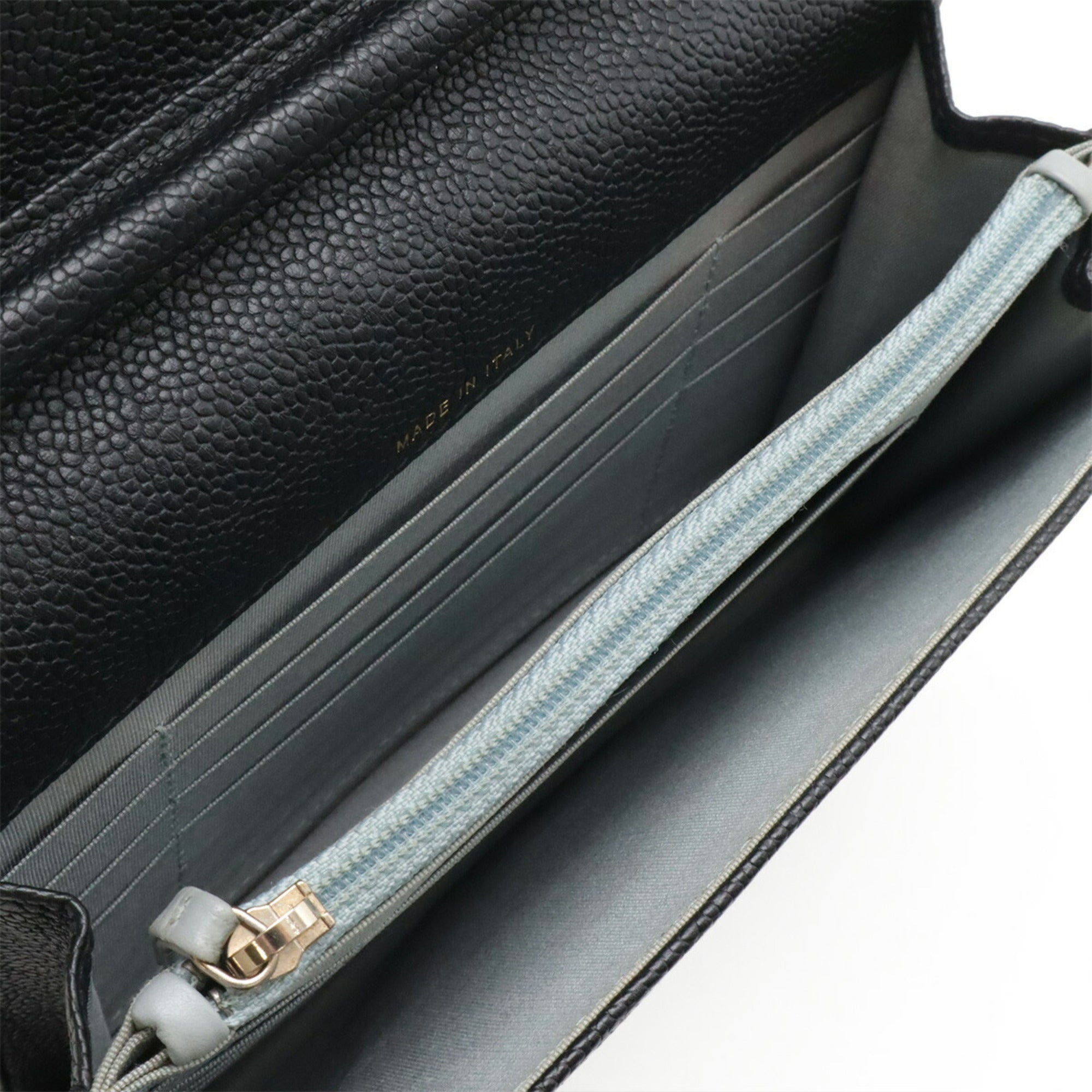 Chanel Matelasse Black Grained Calfskin Chain/Shoulder Wallet (Pre-Owned)