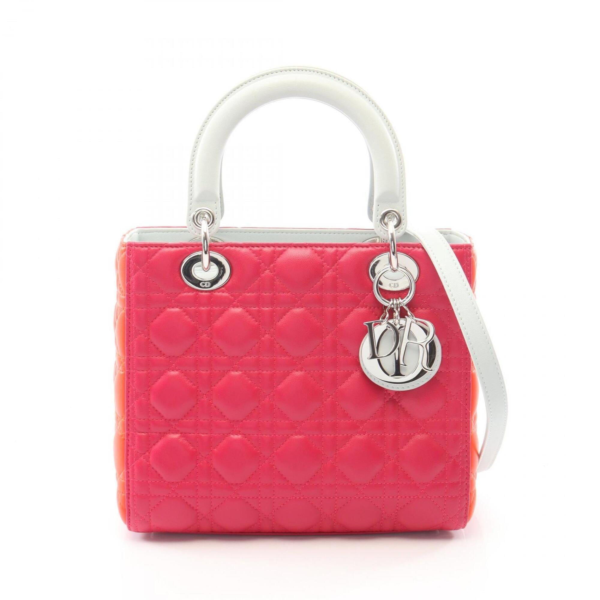 Christian Dior Blue Orange Pink Leather Handbag (Pre-Owned)