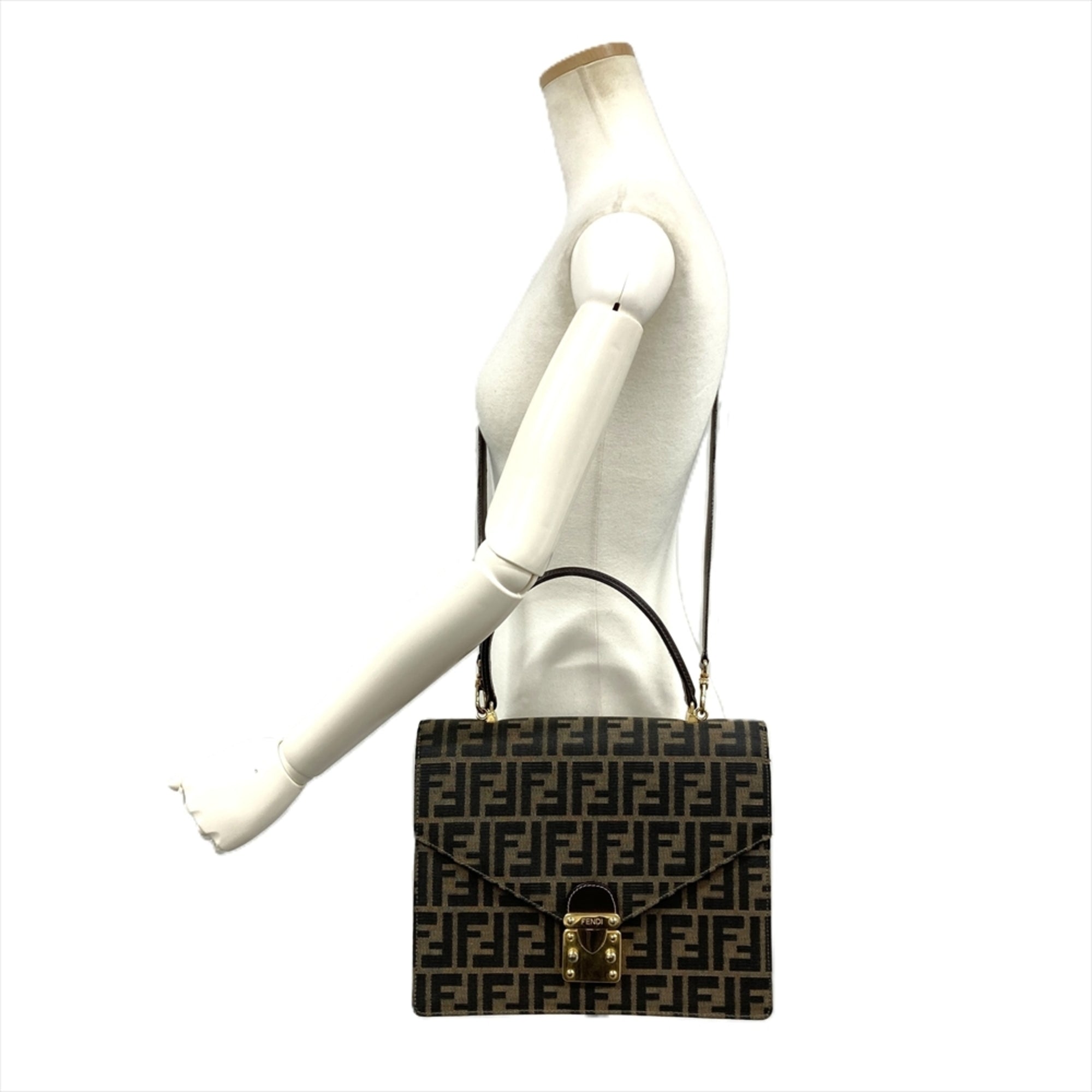 Fendi Brown Canvas Shoulder Bag (Pre-Owned)