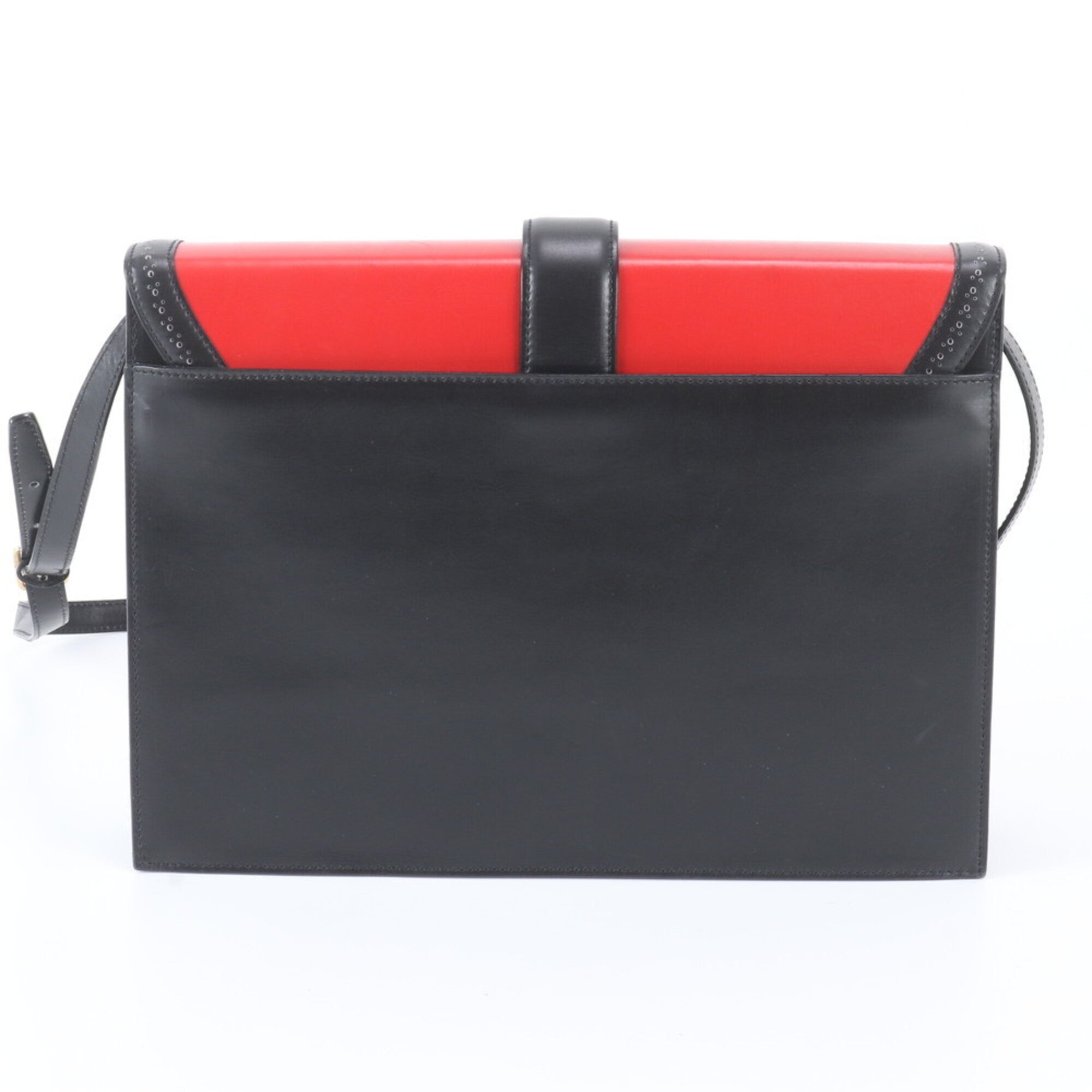 Celine Black Red Color Leather Shoulder Bag (Pre-Owned)
