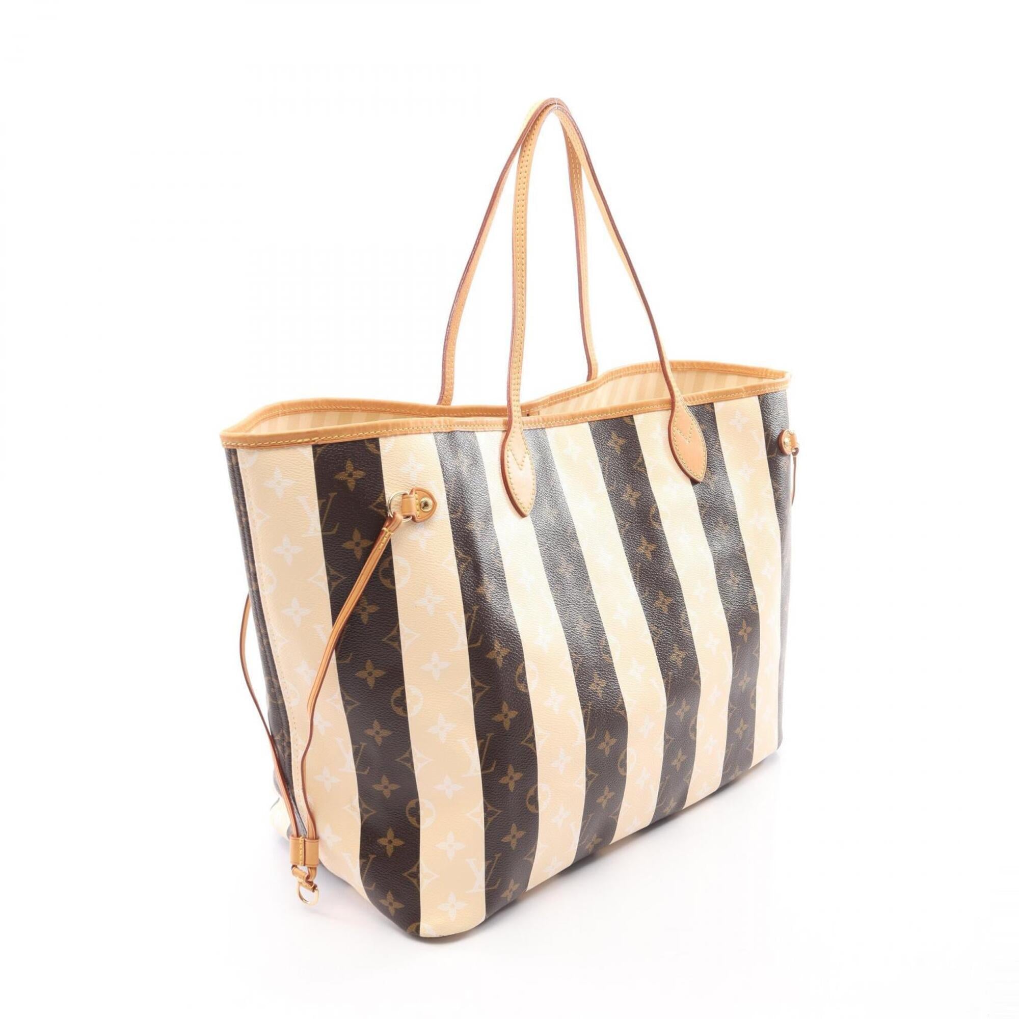 Louis Vuitton Beige Brown Coated Canvas Pvc Monogram Rayures Leather Handbag Tote Bag (Pre-Owned)