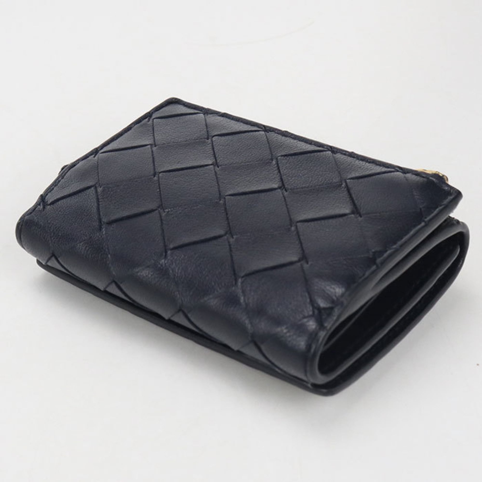 Bottega Veneta Intrecciato Navy Intrecciato Wallet (Tri-Fold) (Pre-Owned)