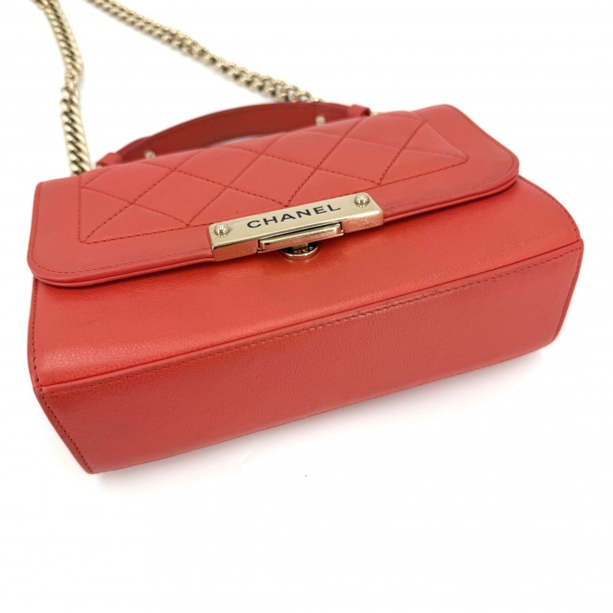 Chanel Orange Leather Shoulder Bag (Pre-Owned)