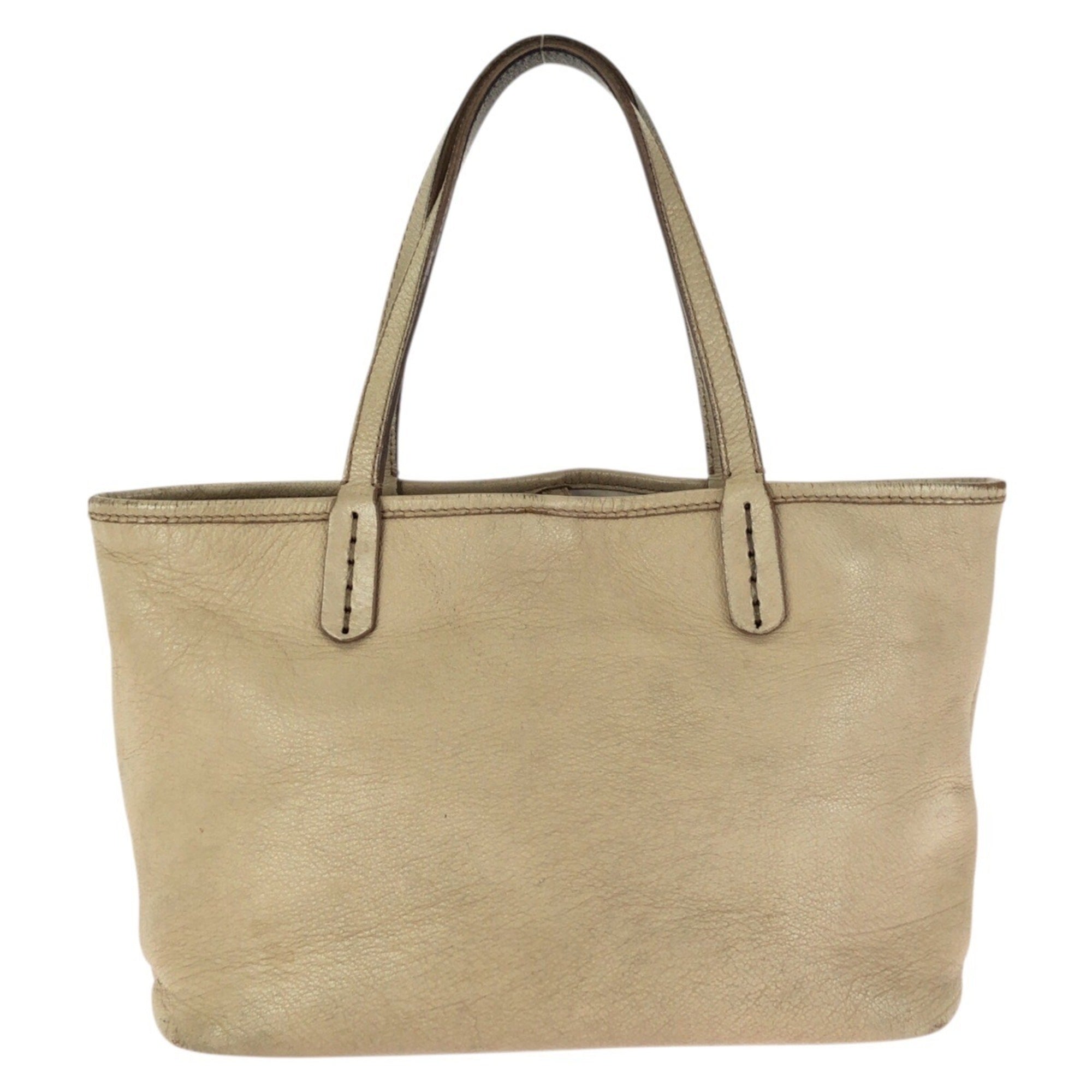Bvlgari Beige Leather Handbag Tote Bag (Pre-Owned)