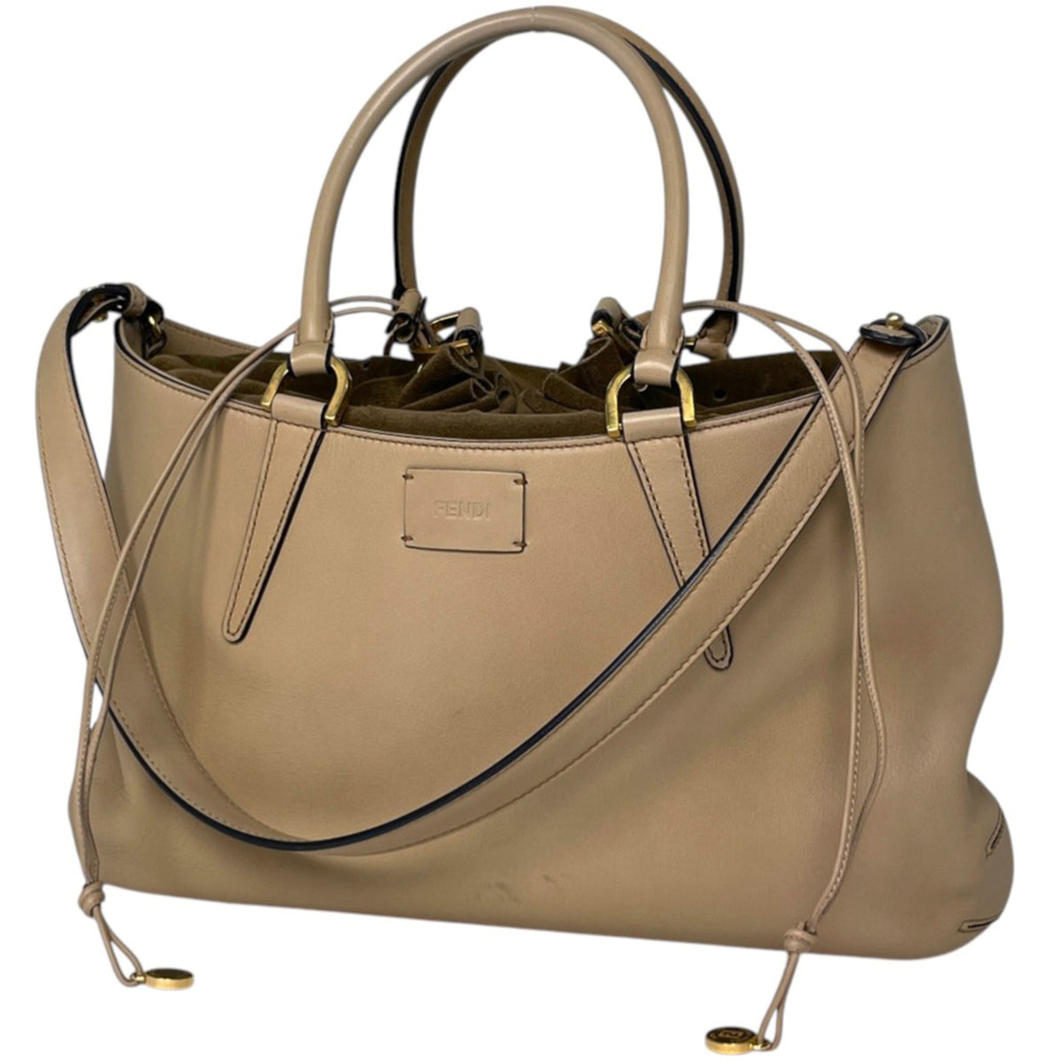 Fendi Brown Leather Suede Handbag (Pre-Owned)