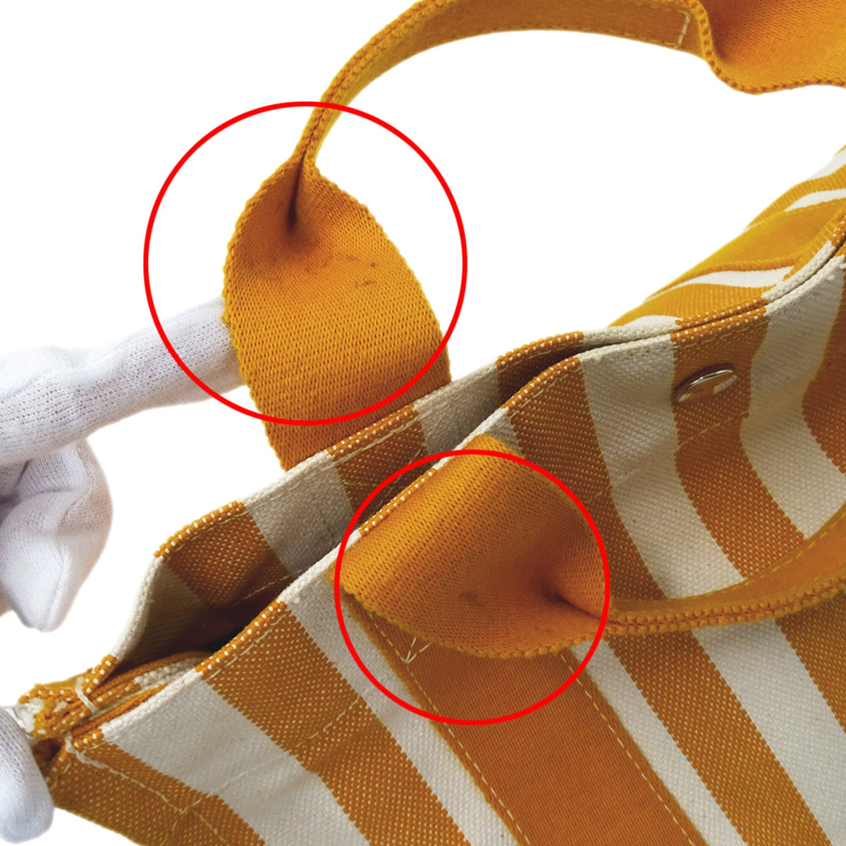 Hermes Orange White Canvas Handbag Pouch Tote Bag (Pre-Owned)