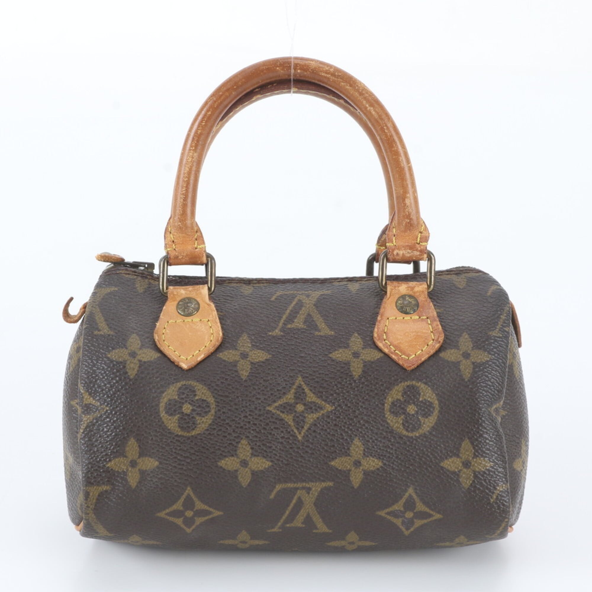 Louis Vuitton Brown Leather Coated Canvas Handbag Tote Bag (Pre-Owned)