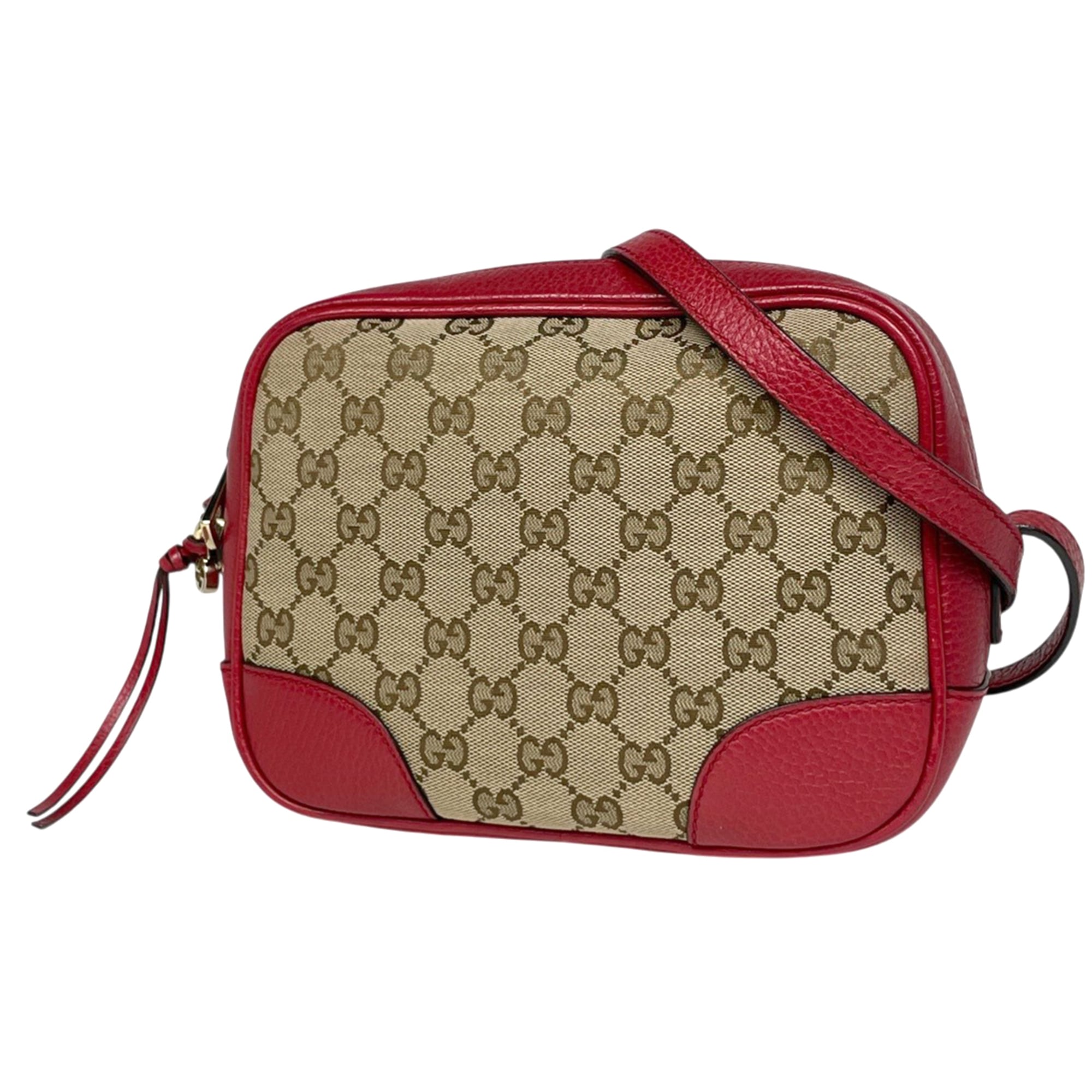 Gucci Gg Canvas Brown Red Color Gg Canvas Leather Shoulder Bag (Pre-Owned)