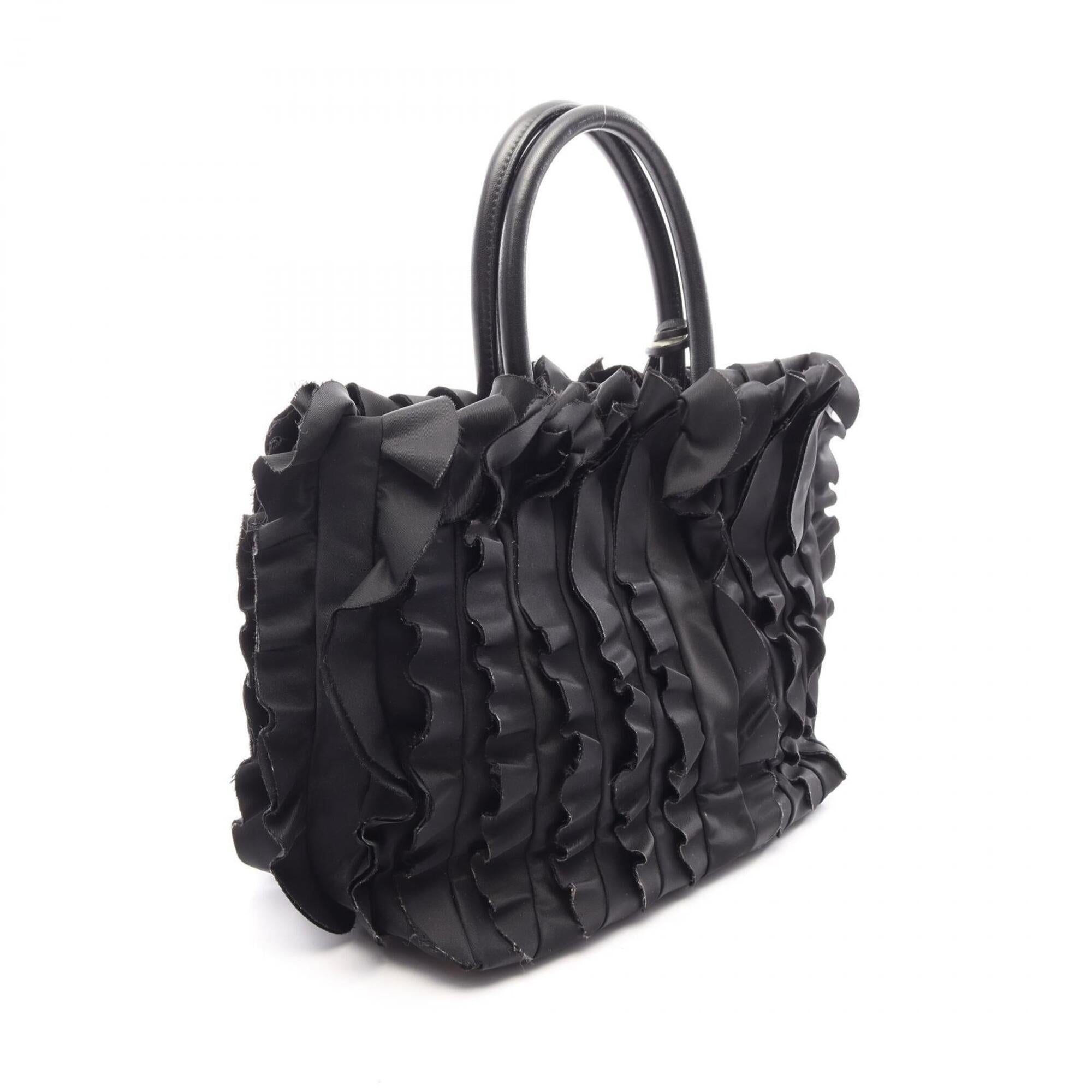 Prada Black Nylon Leather Handbag Tote Bag (Pre-Owned)